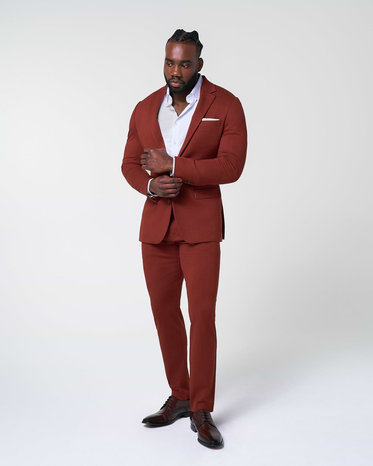 Athletic Fit Stretch Suit - Solid Brick