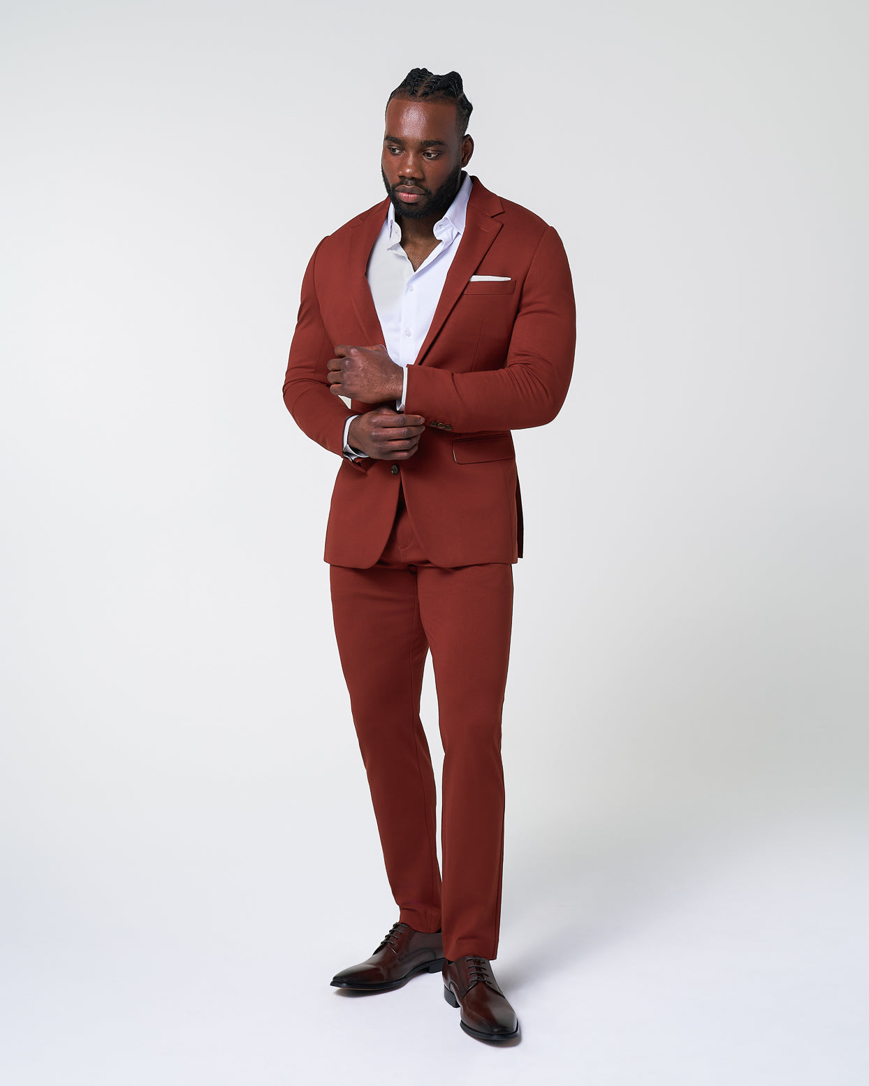 Athletic Fit Stretch Suit - Solid Brick