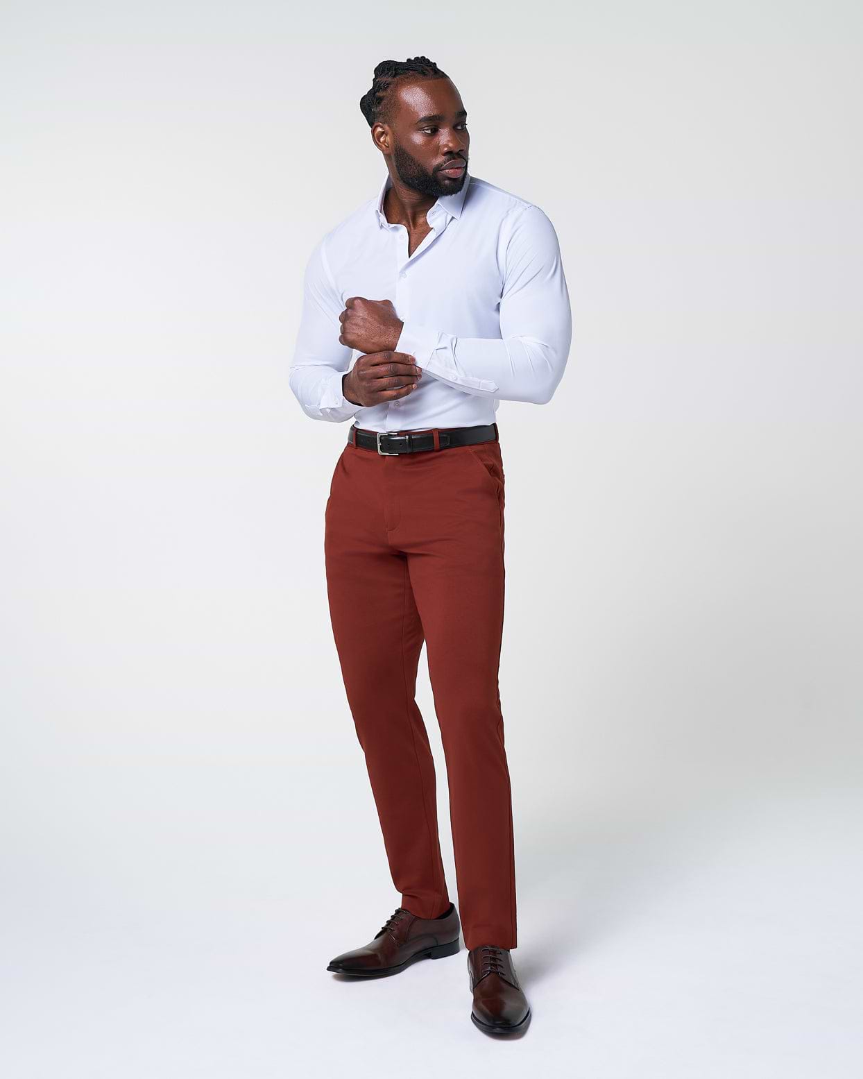 Athletic Fit Stretch Suit - Solid Brick