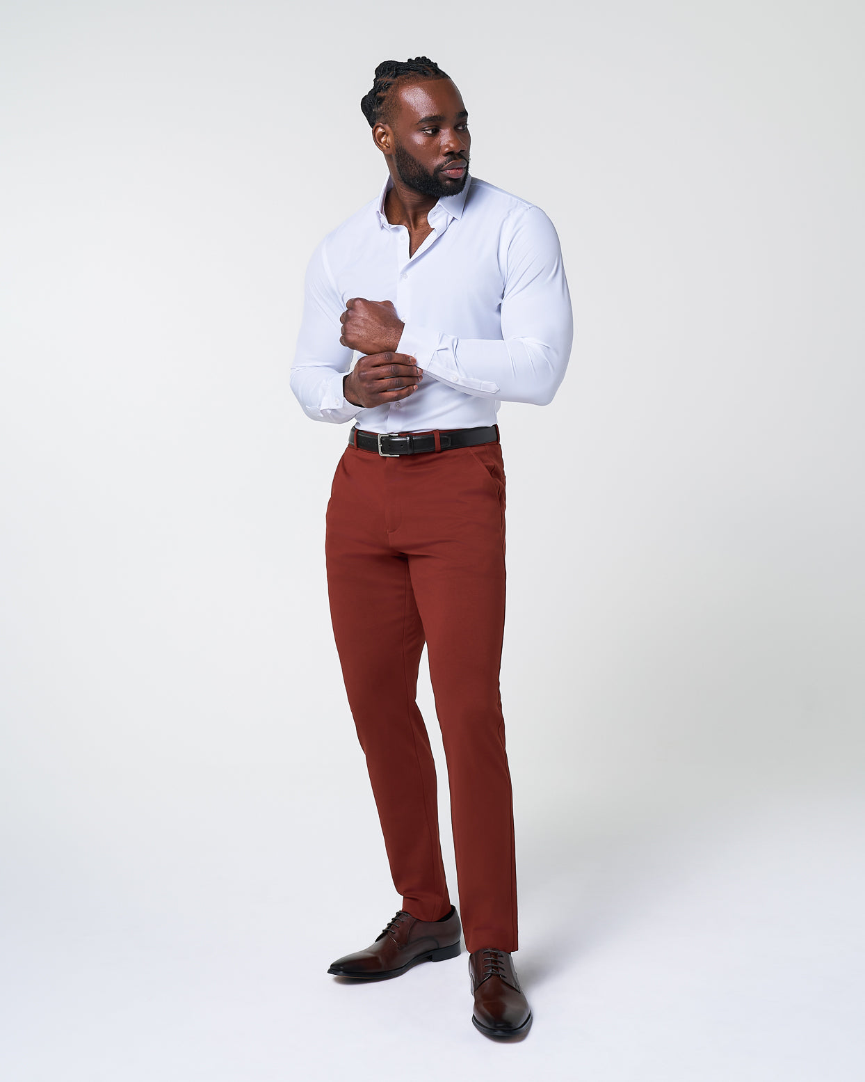 Athletic Fit Stretch Suit - Solid Brick