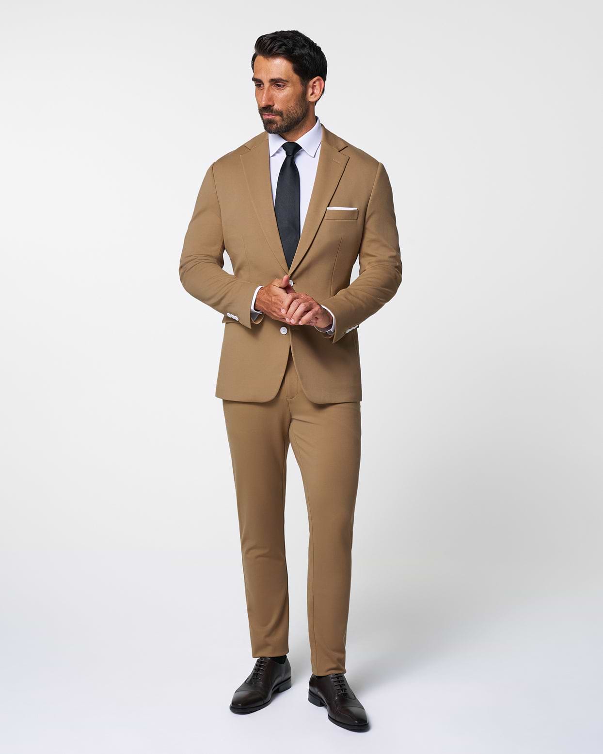 Athletic Fit Stretch Blazer - Solid Dark Tan
