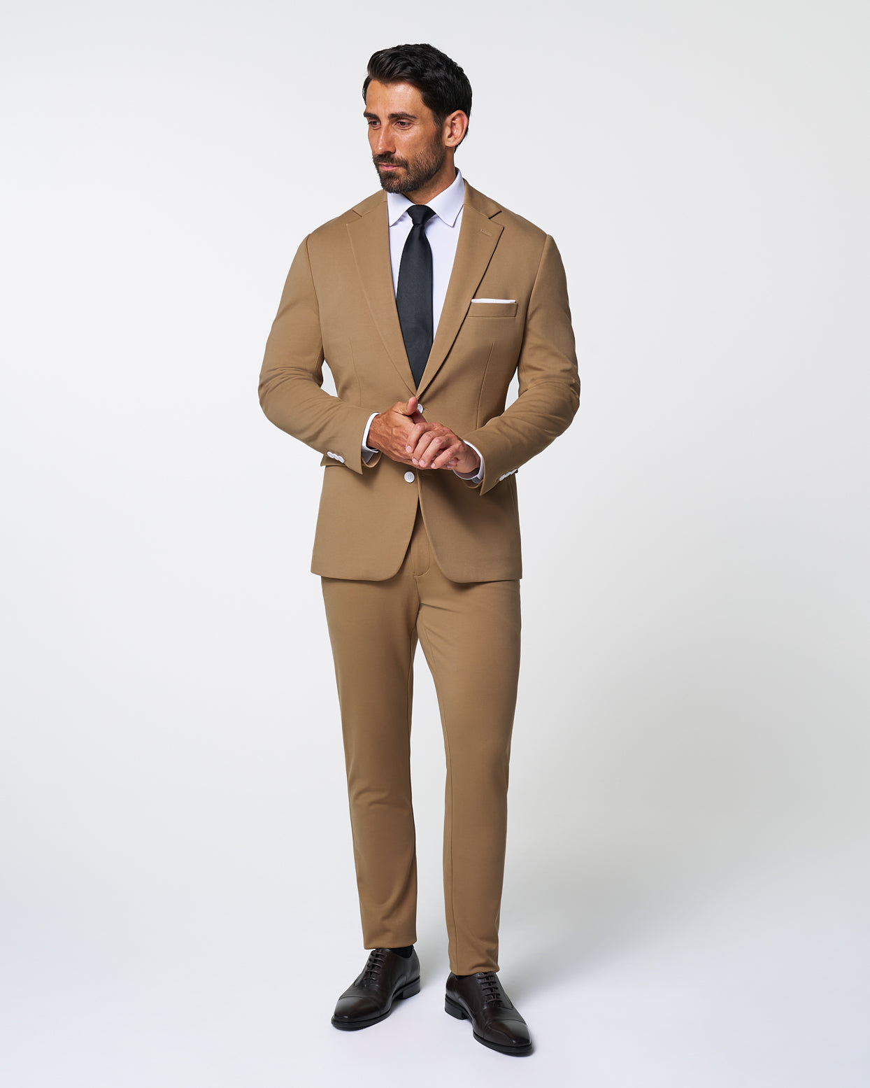 Athletic Fit Stretch Blazer - Solid Dark Tan