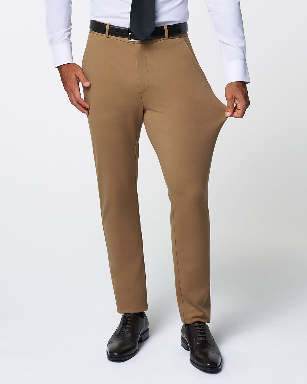 Athletic Fit Stretch Suit - Solid Dark Tan