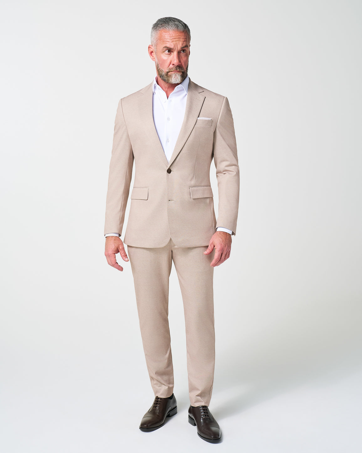 Athletic Fit Stretch Suit - Solid Tan