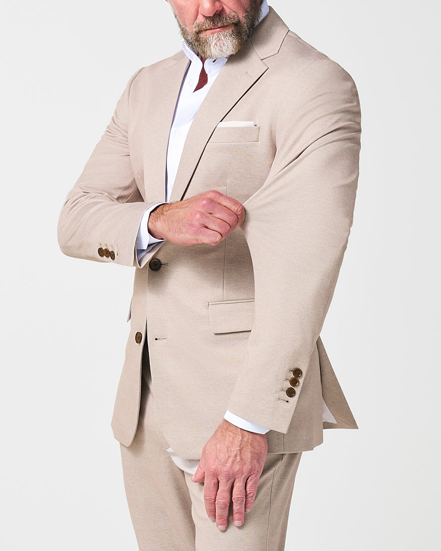 Athletic Fit Stretch Suit - Solid Tan