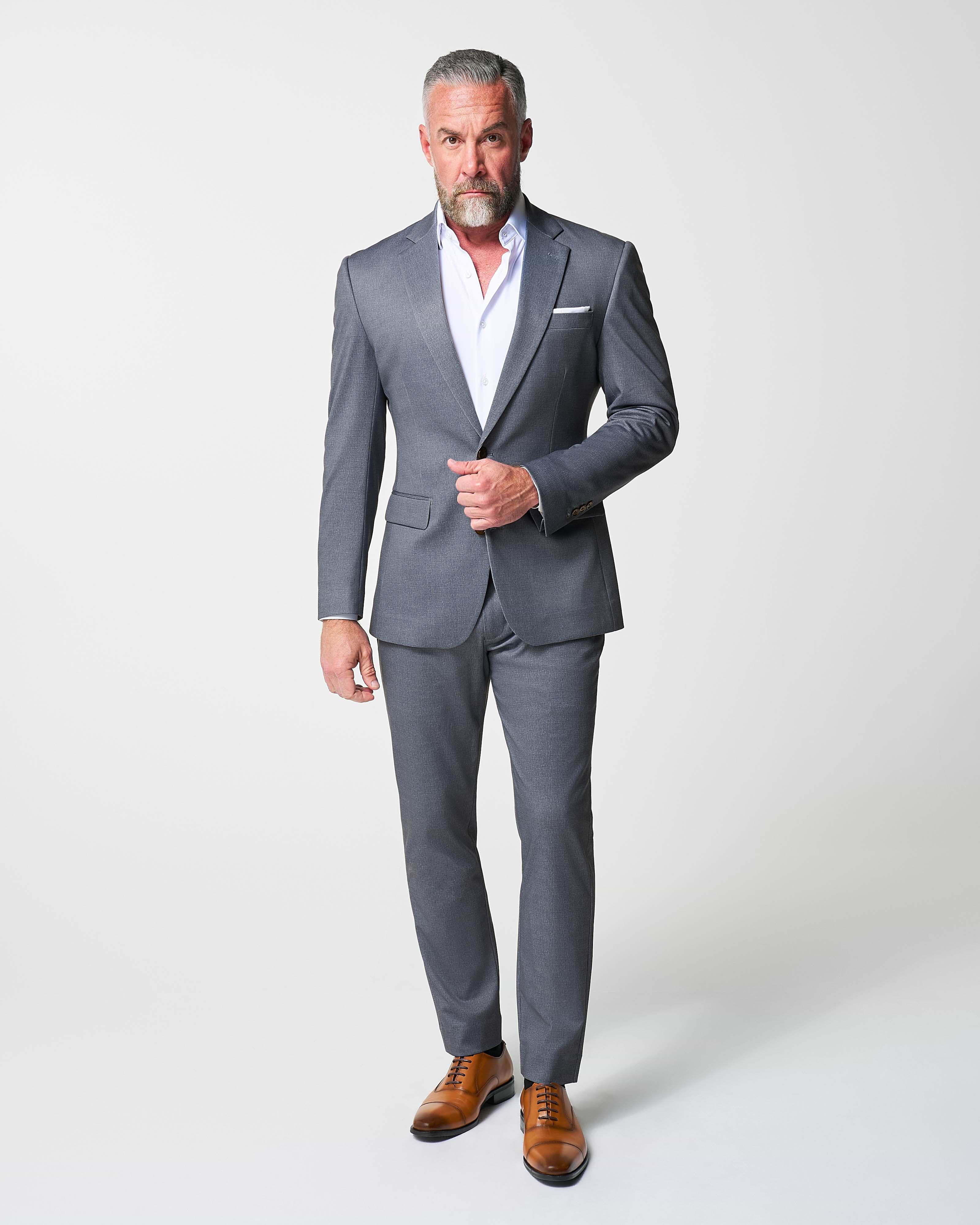 Athletic Fit Stretch Suit - Textured Cobalt