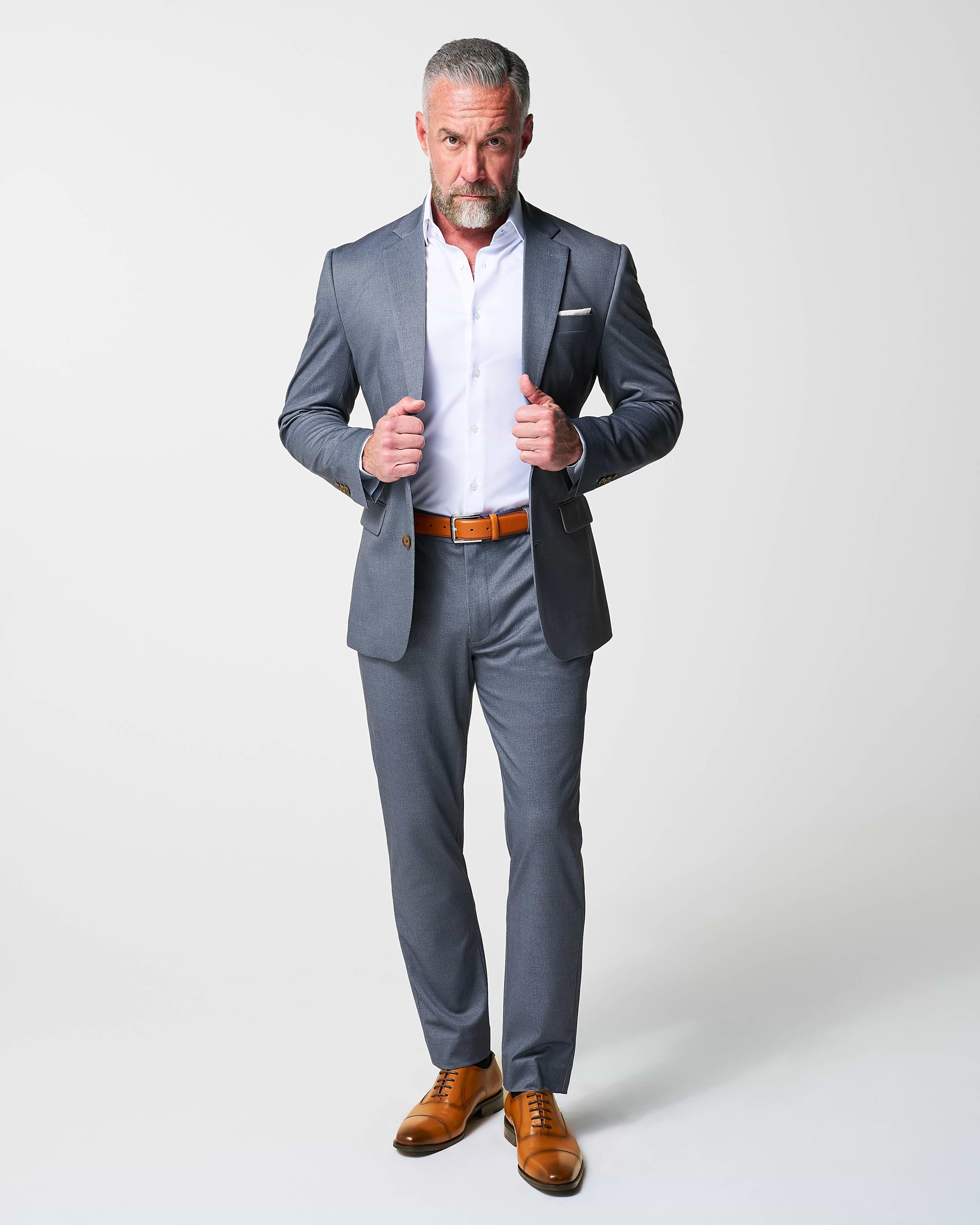 Athletic Fit Stretch Suit - Textured Cobalt