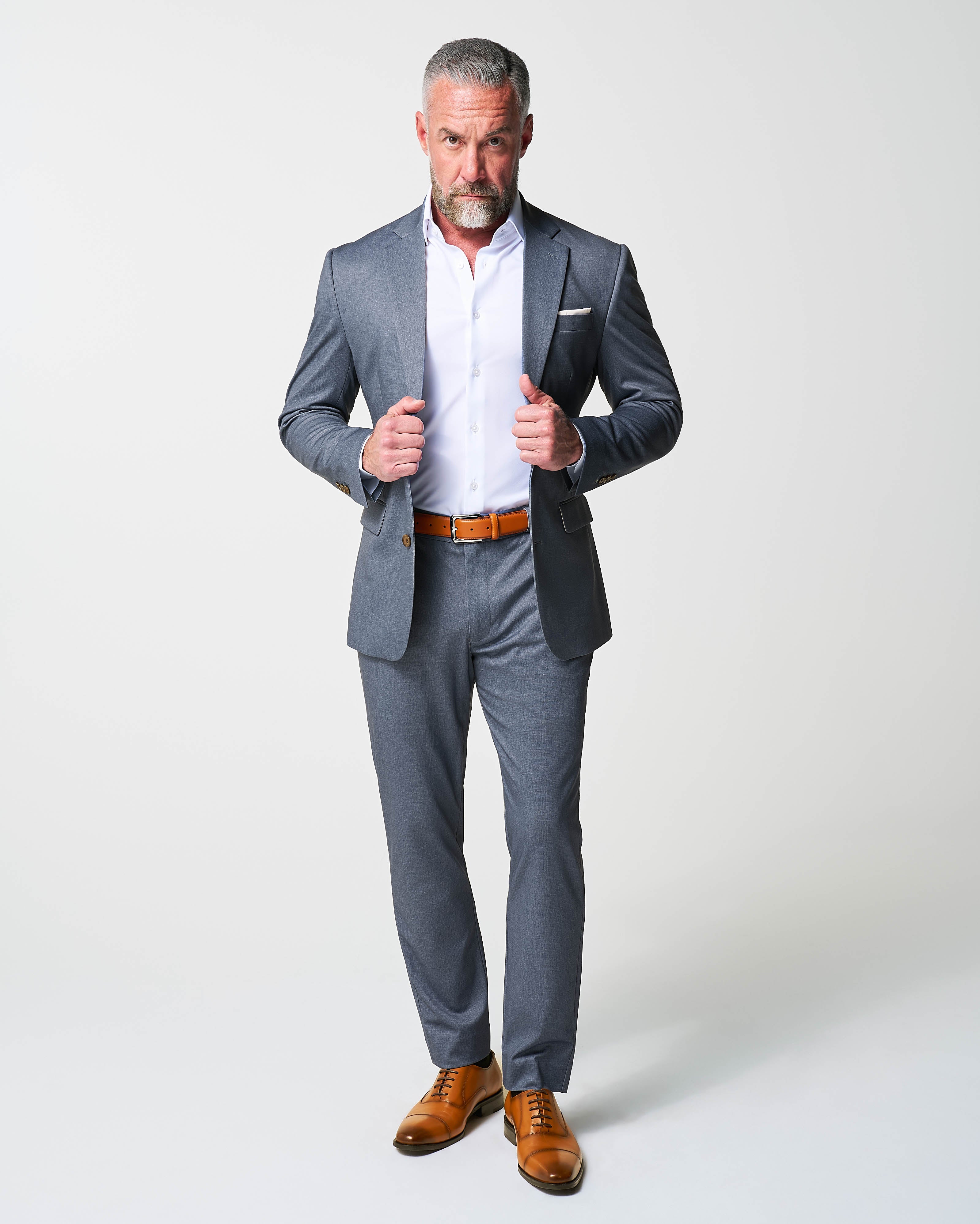 Athletic Fit Stretch Suit - Textured Cobalt