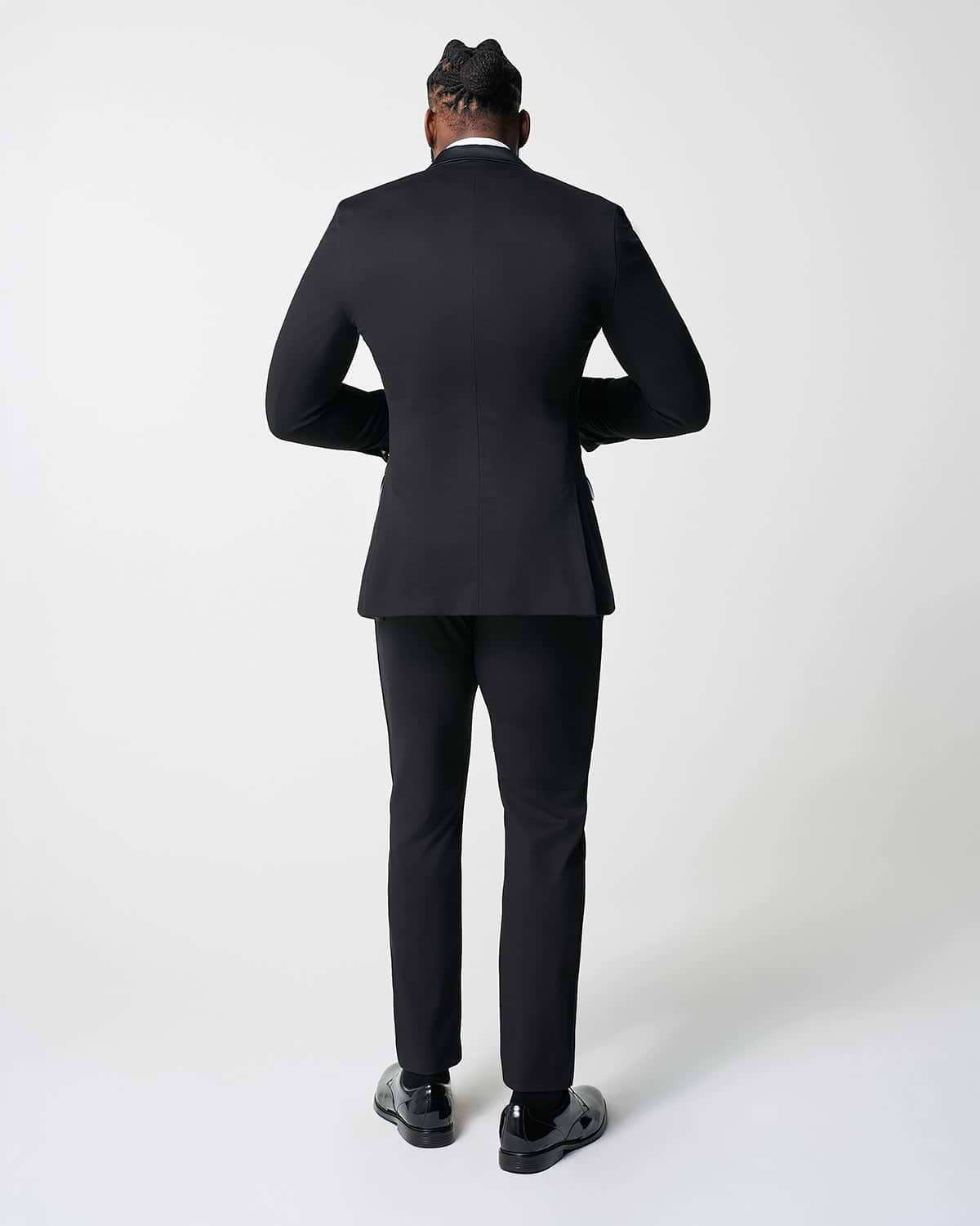 Athletic Fit Stretch Tuxedo - Black with Peak Lapel