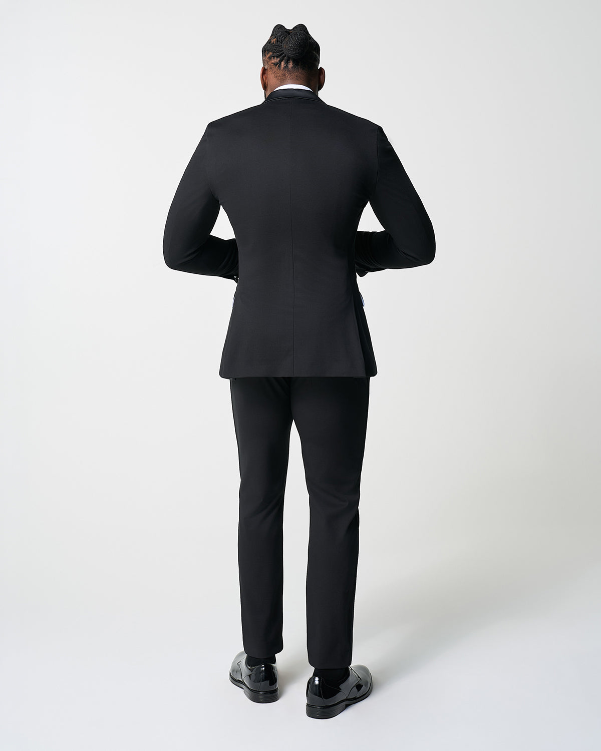 Athletic Fit Stretch Tuxedo - Black with Peak Lapel