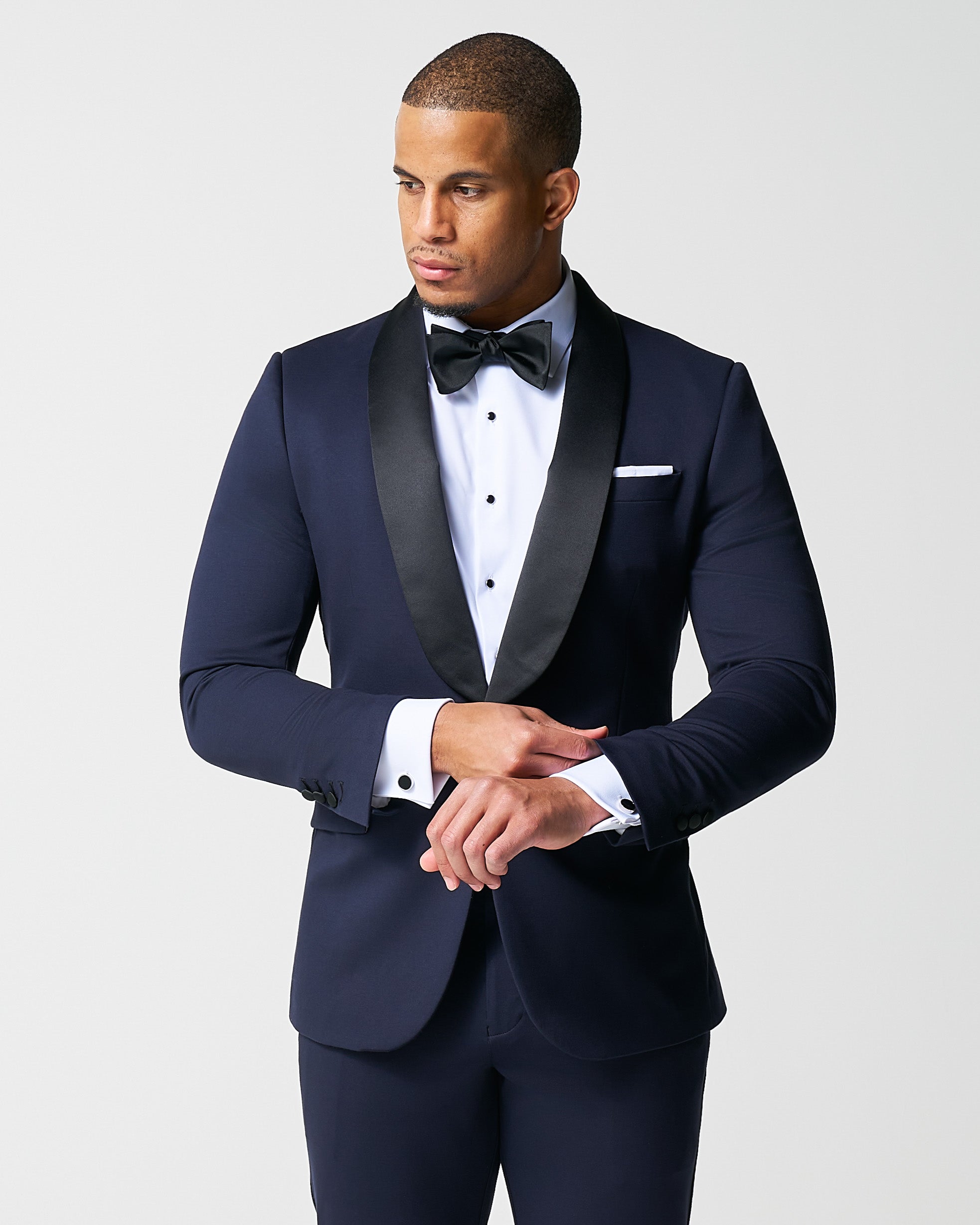 Athletic Fit Stretch Tuxedo Jacket - Navy with Shawl Lapel