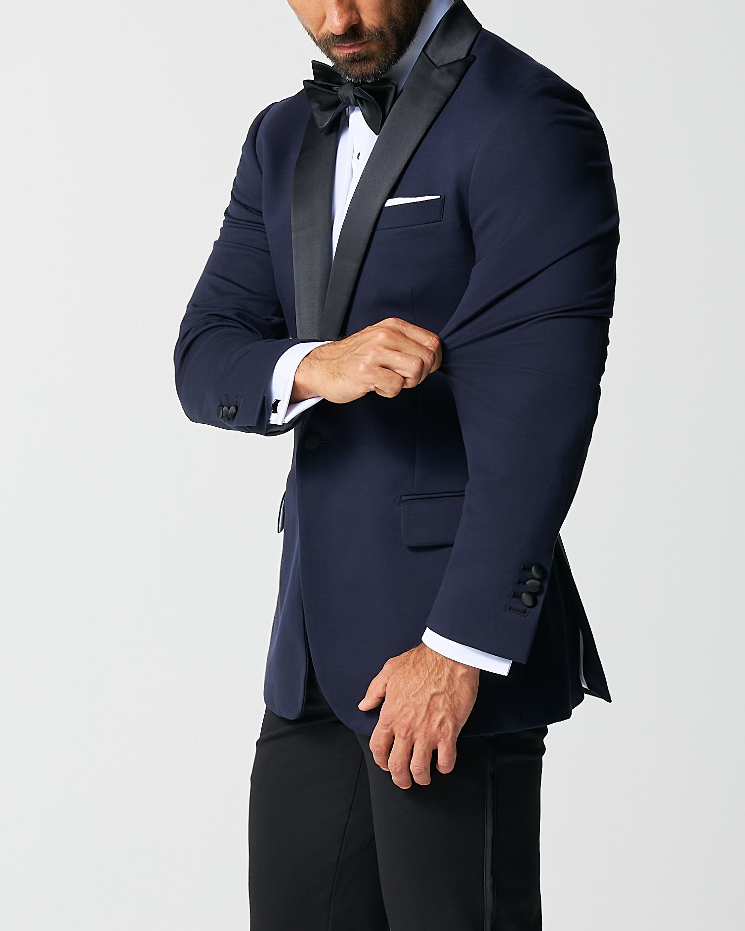 Athletic Fit Stretch Tuxedo - Navy with Peak Lapel