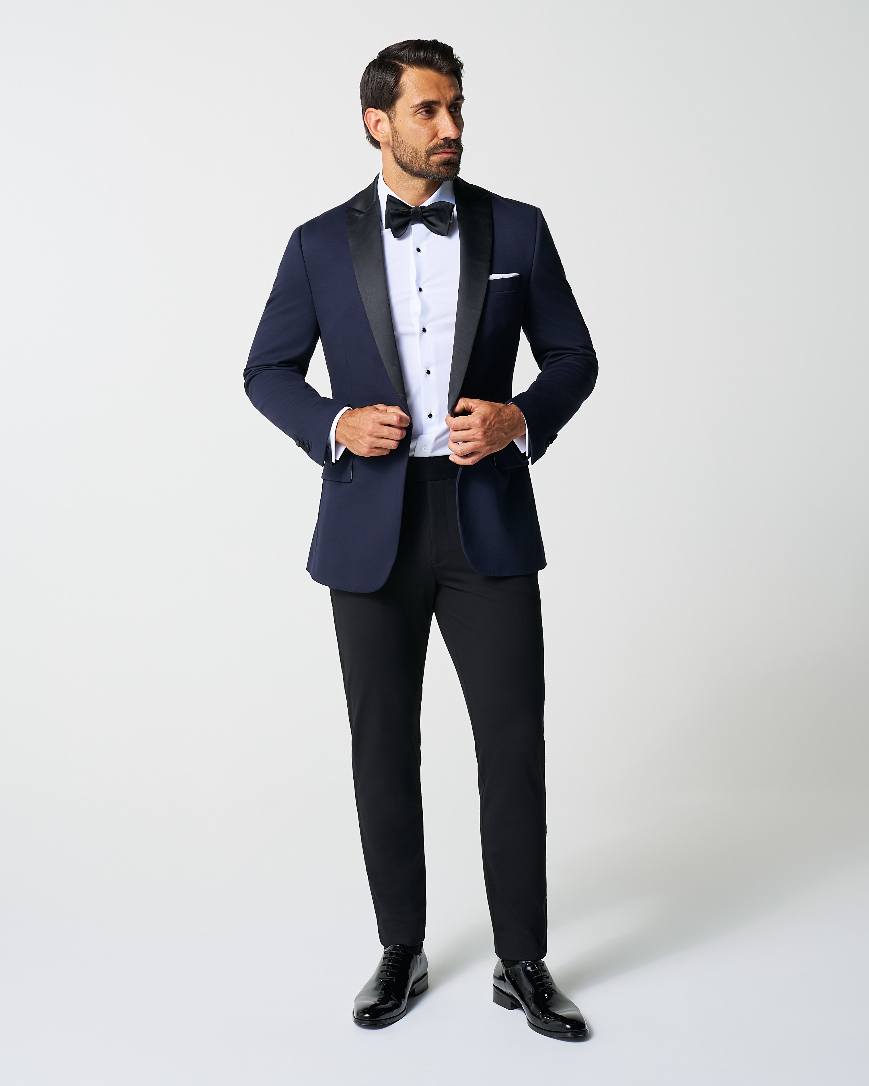 Athletic Fit Stretch Tuxedo - Navy with Peak Lapel