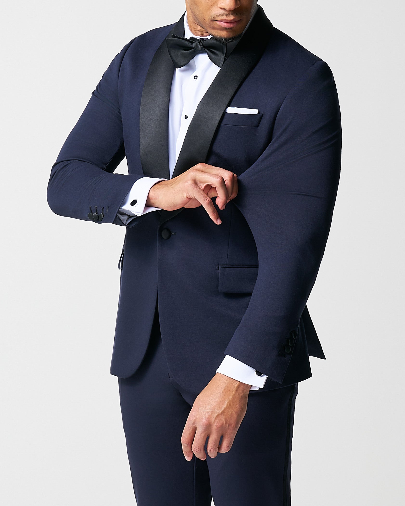 Athletic Fit Stretch Tuxedo - Navy with Shawl Lapel