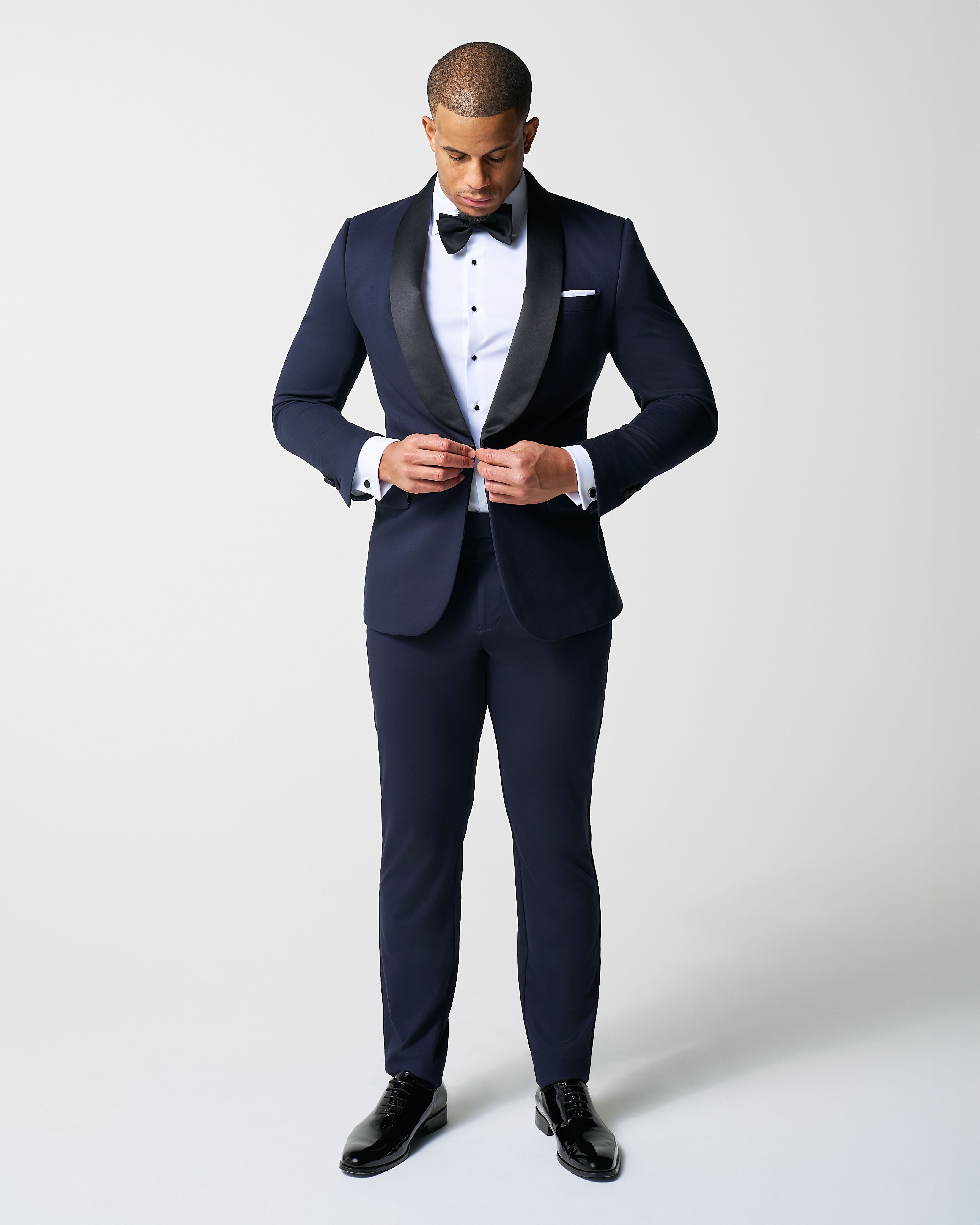Athletic Fit Stretch Tuxedo - Navy with Shawl Lapel