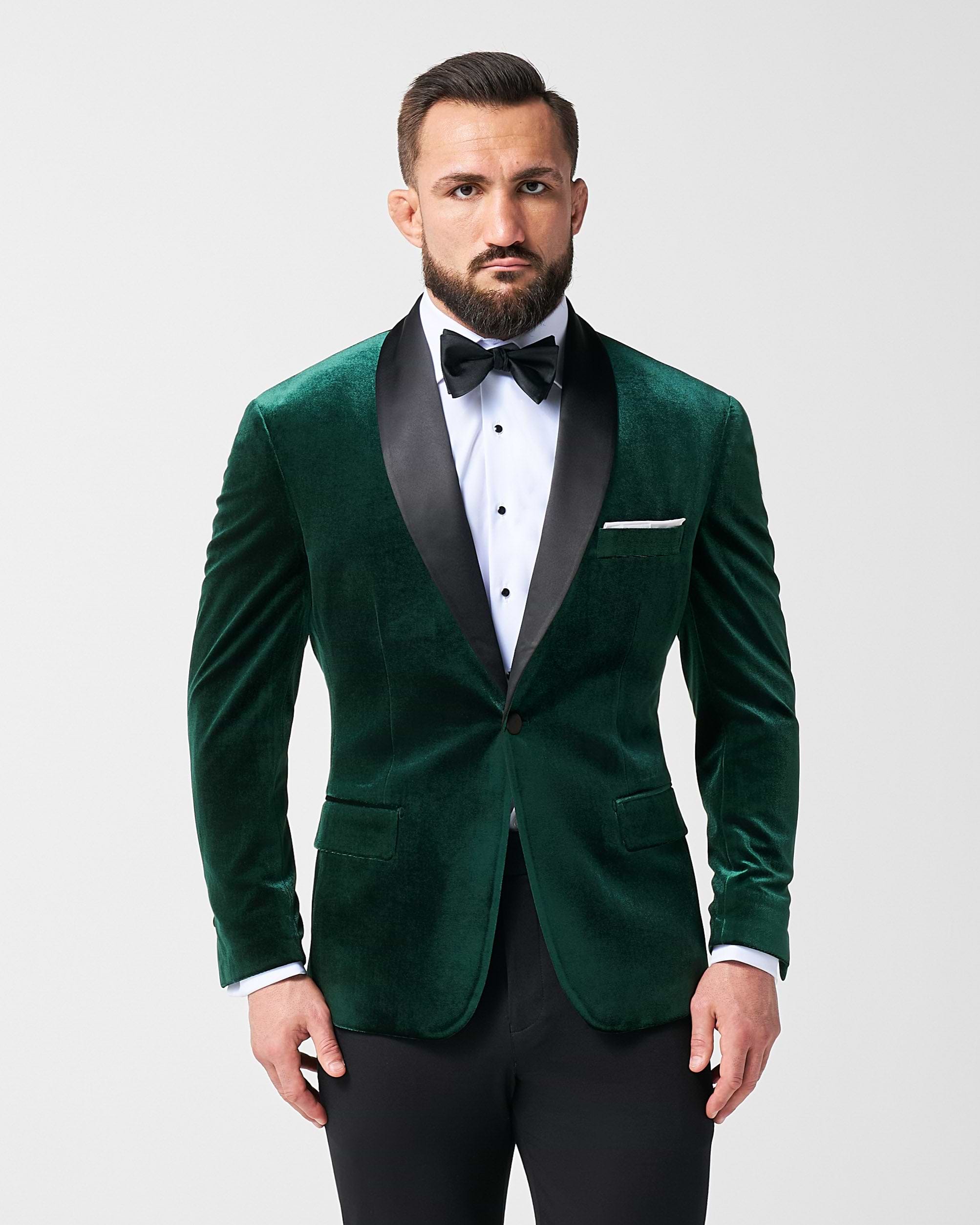 Athletic Fit Stretch Tuxedo Jacket - Green Velvet