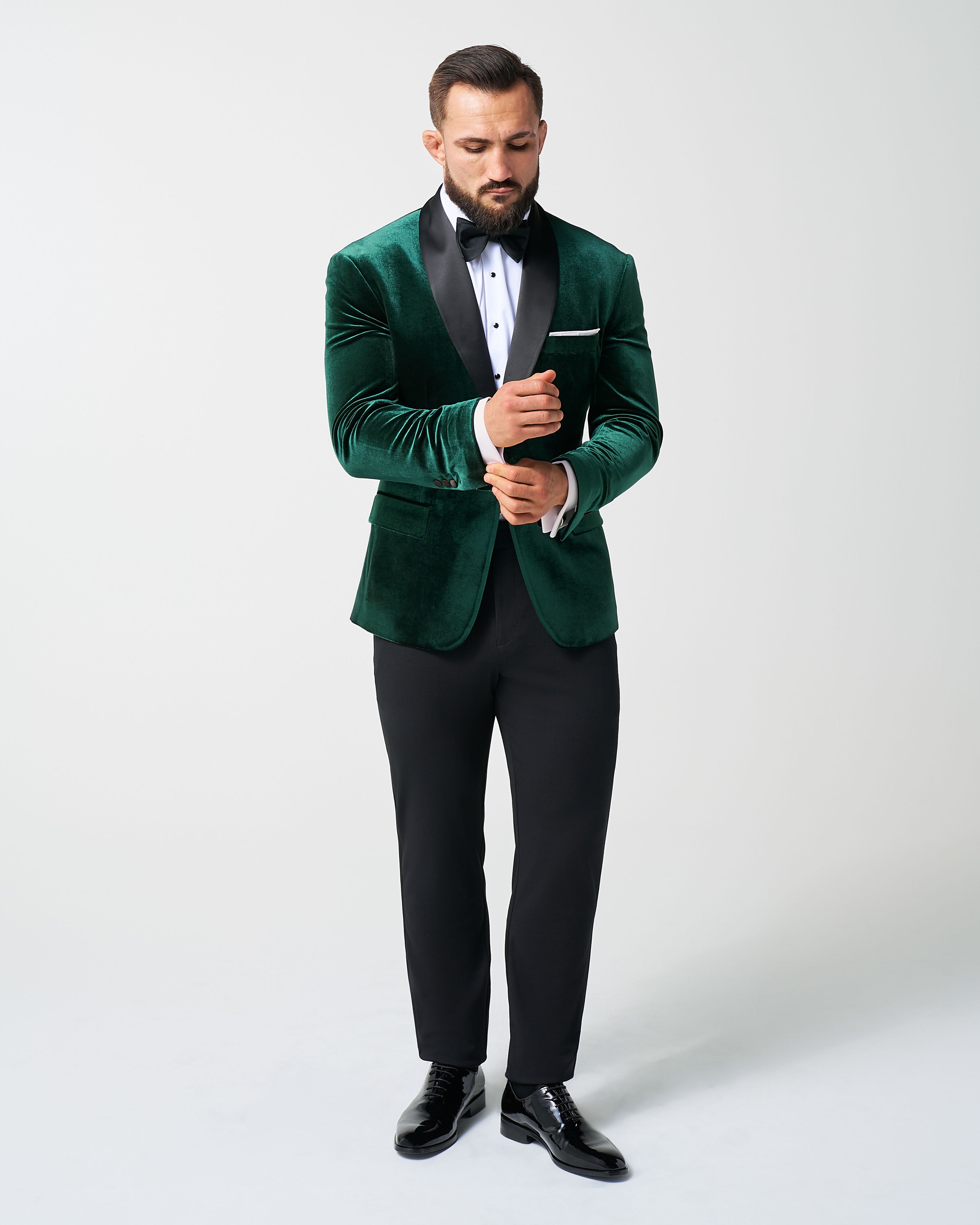 Athletic Fit Stretch Tuxedo Jacket - Green Velvet