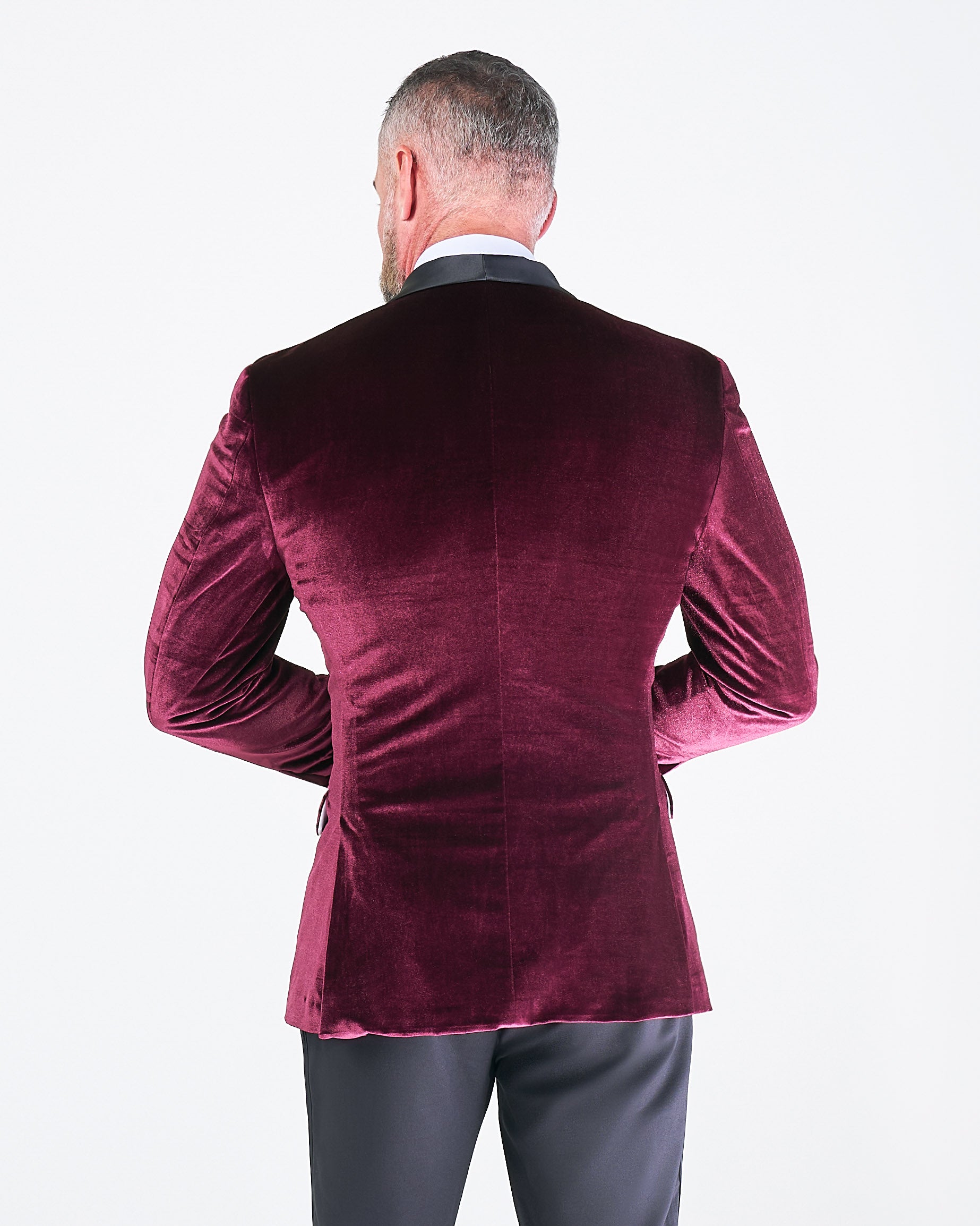 Athletic Fit Stretch Tuxedo Jacket - Maroon Velvet