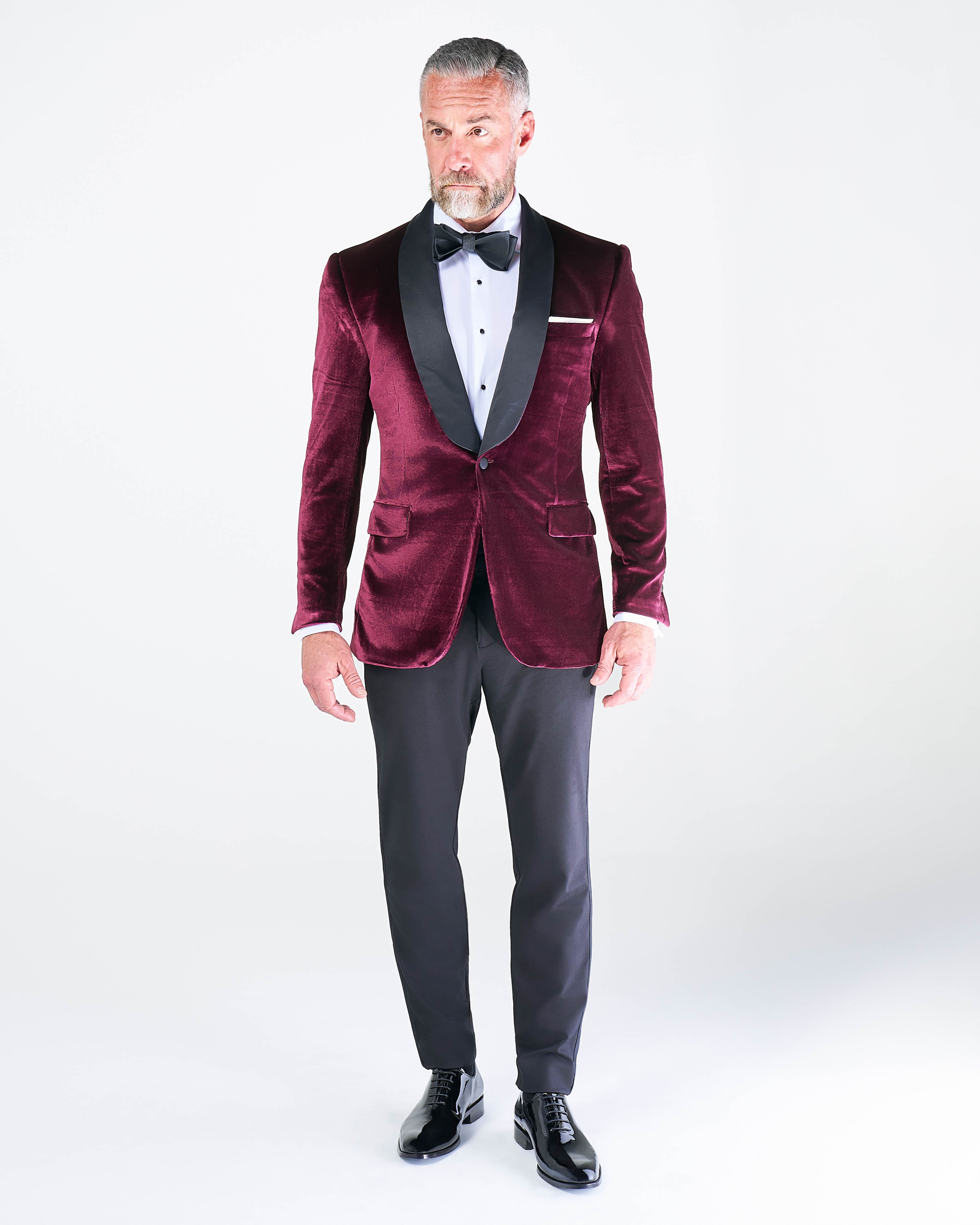 Athletic Fit Stretch Tuxedo Jacket - Maroon Velvet