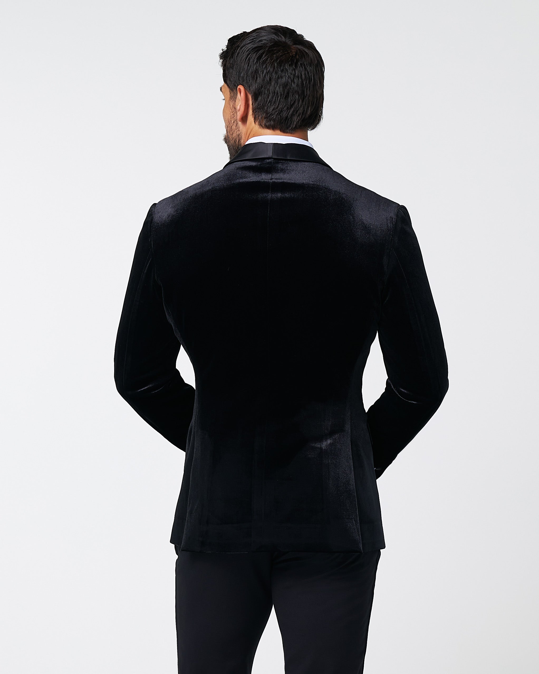 Tuxedo Jacket - Black Velvet with Peak Lapel