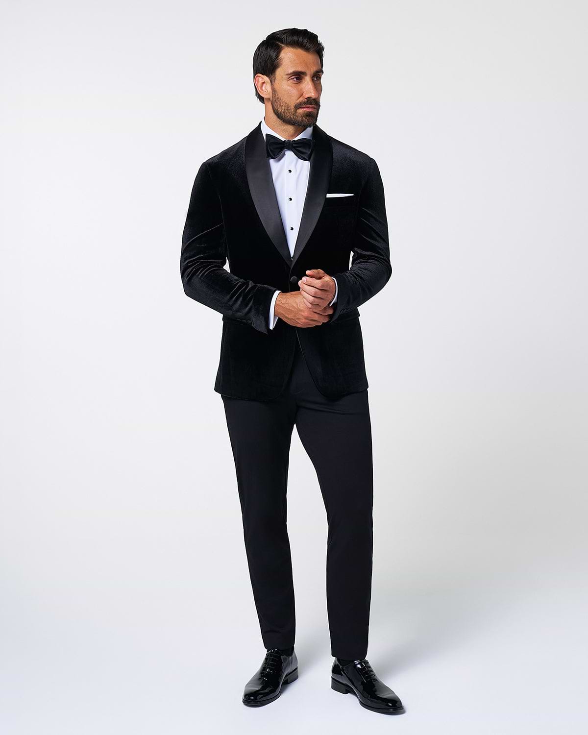 Tuxedo Jacket - Black Velvet with Peak Lapel