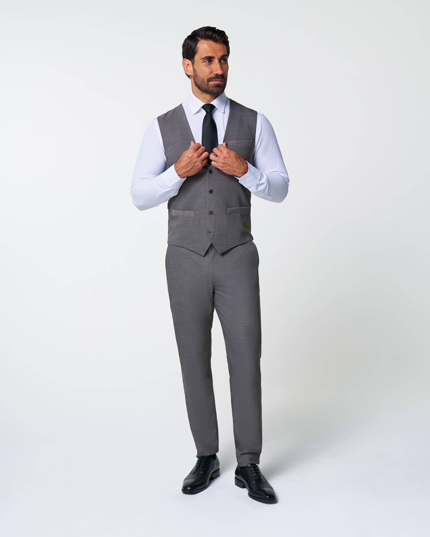 Athletic Fit Stretch Suit Vest - Heathered Grey