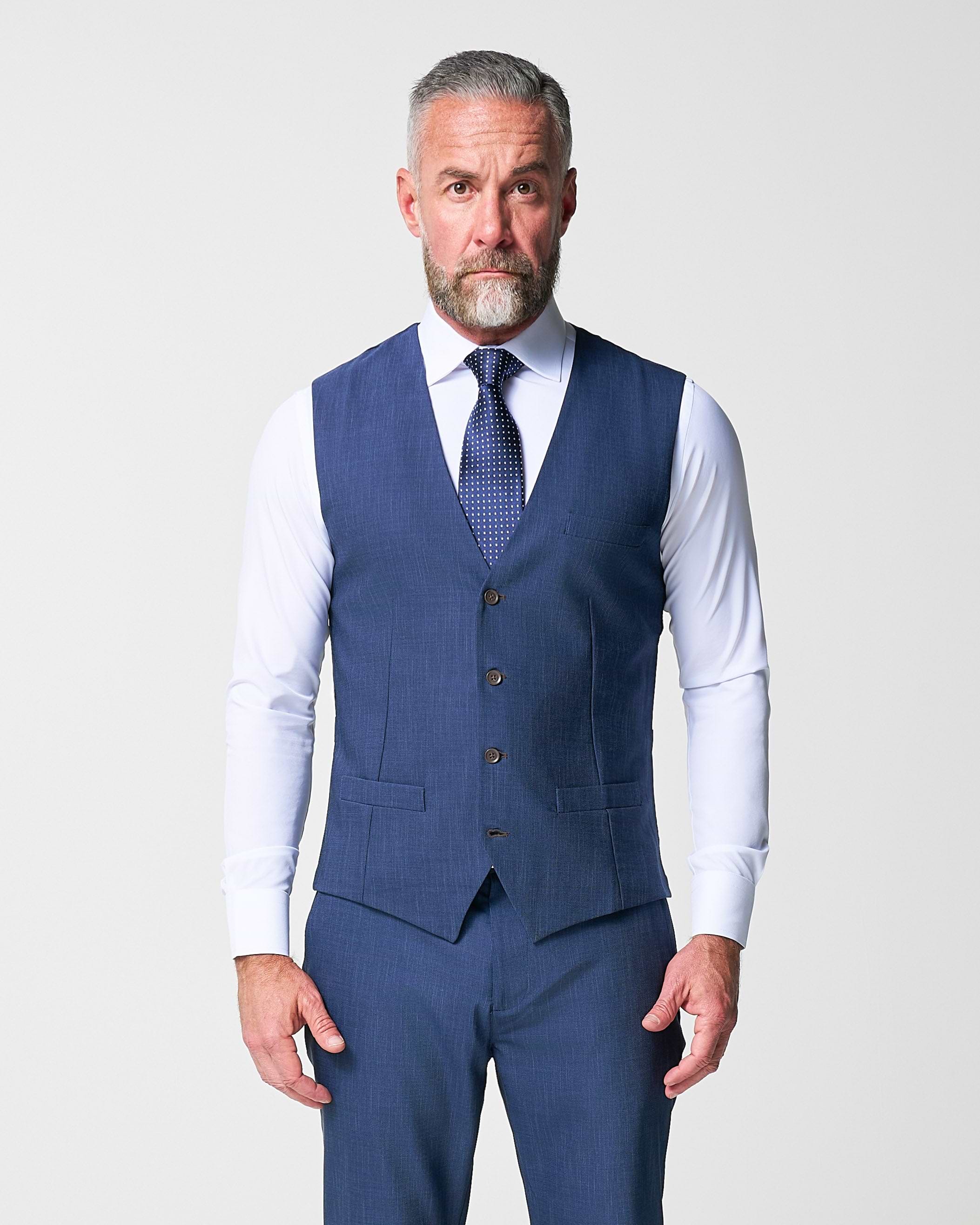 Athletic Fit Stretch Suit Vest - Heathered Navy