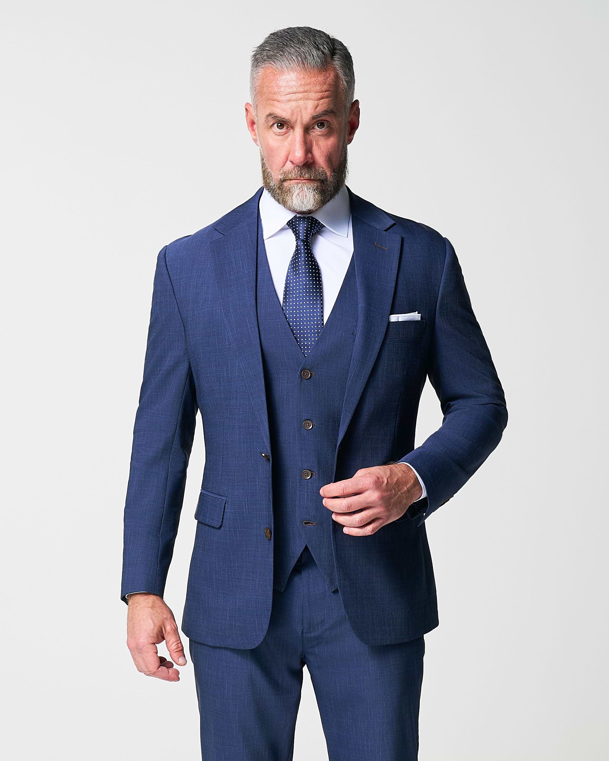 Athletic Fit Stretch Suit Vest - Heathered Navy