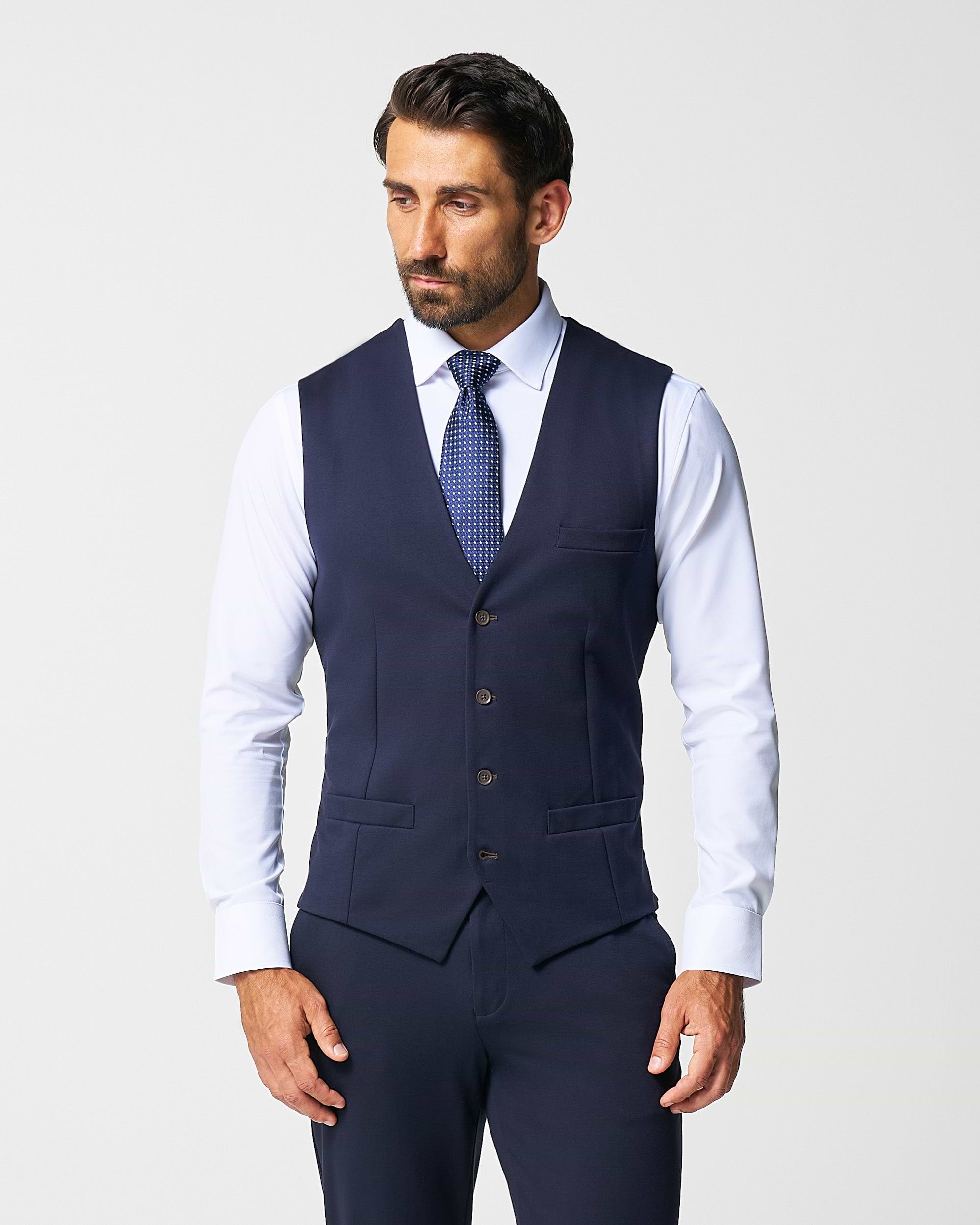 Athletic Fit Stretch Suit Vest - Navy