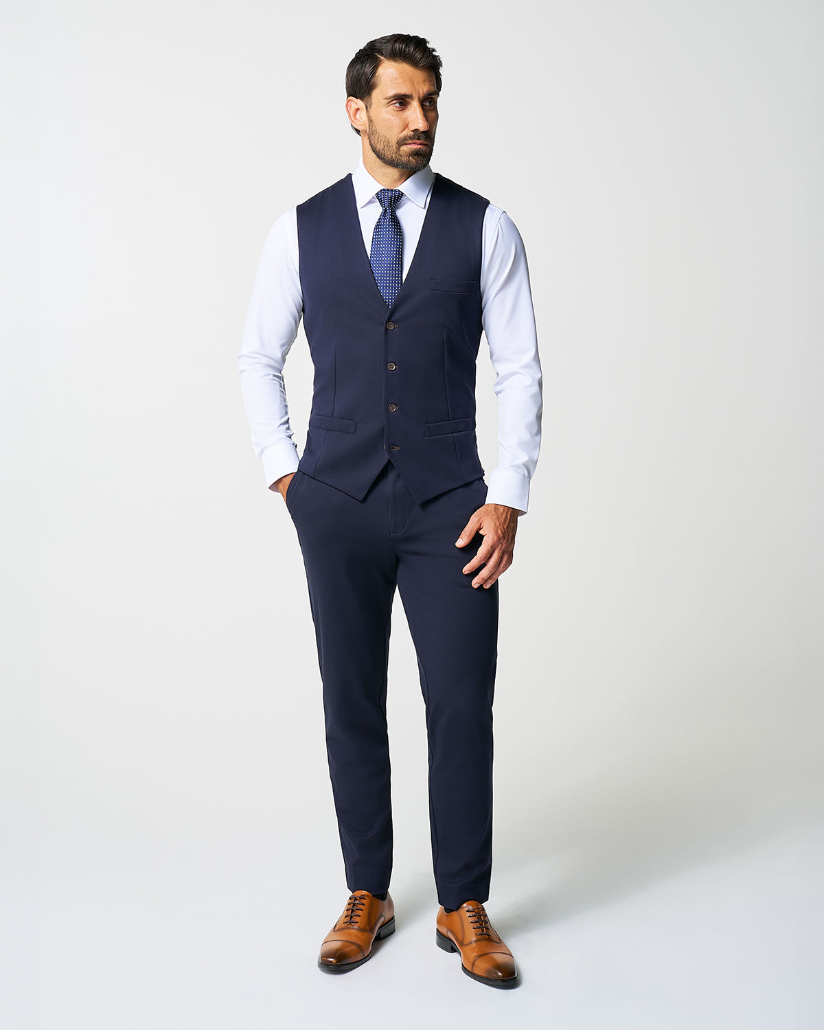 Athletic Fit Stretch Suit Vest - Navy