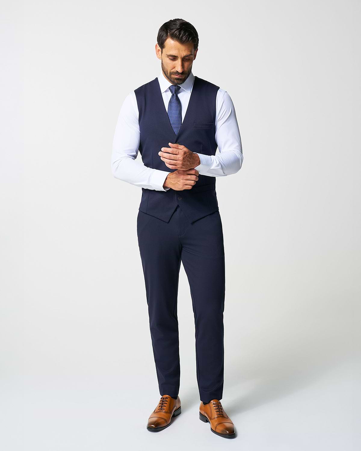 Athletic Fit Stretch Suit Vest - Navy