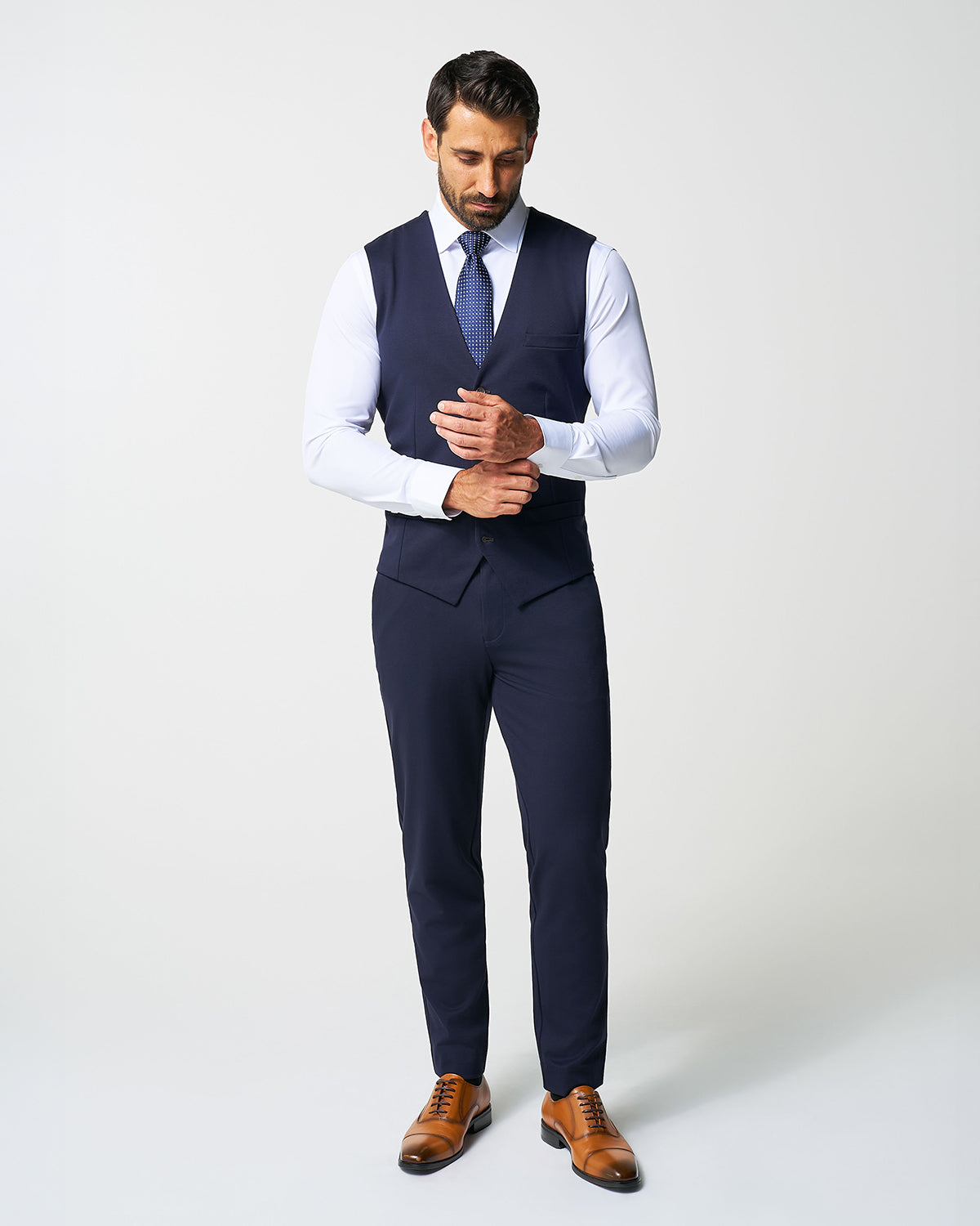 Athletic Fit Stretch Suit Vest - Navy