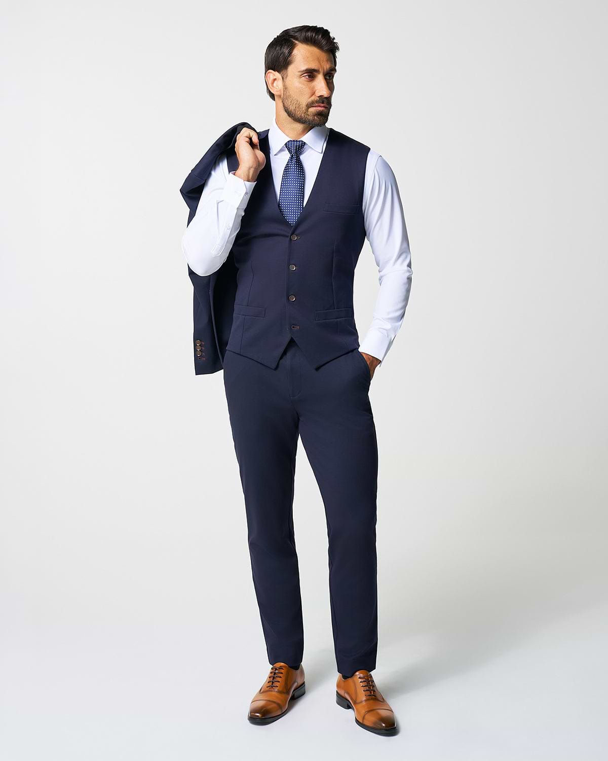 Athletic Fit Stretch Suit Vest - Navy