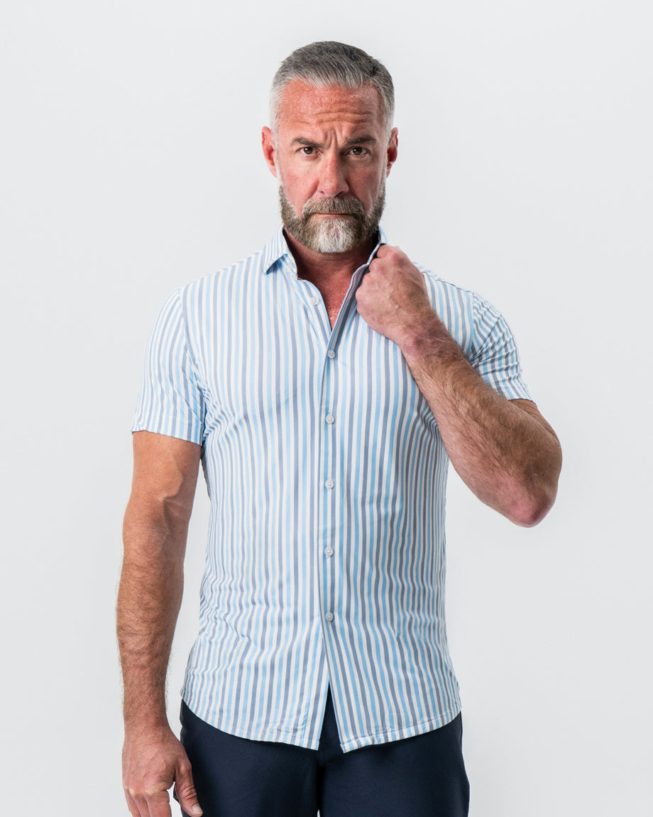 "The Vito" Blue, Navy, and White Striped