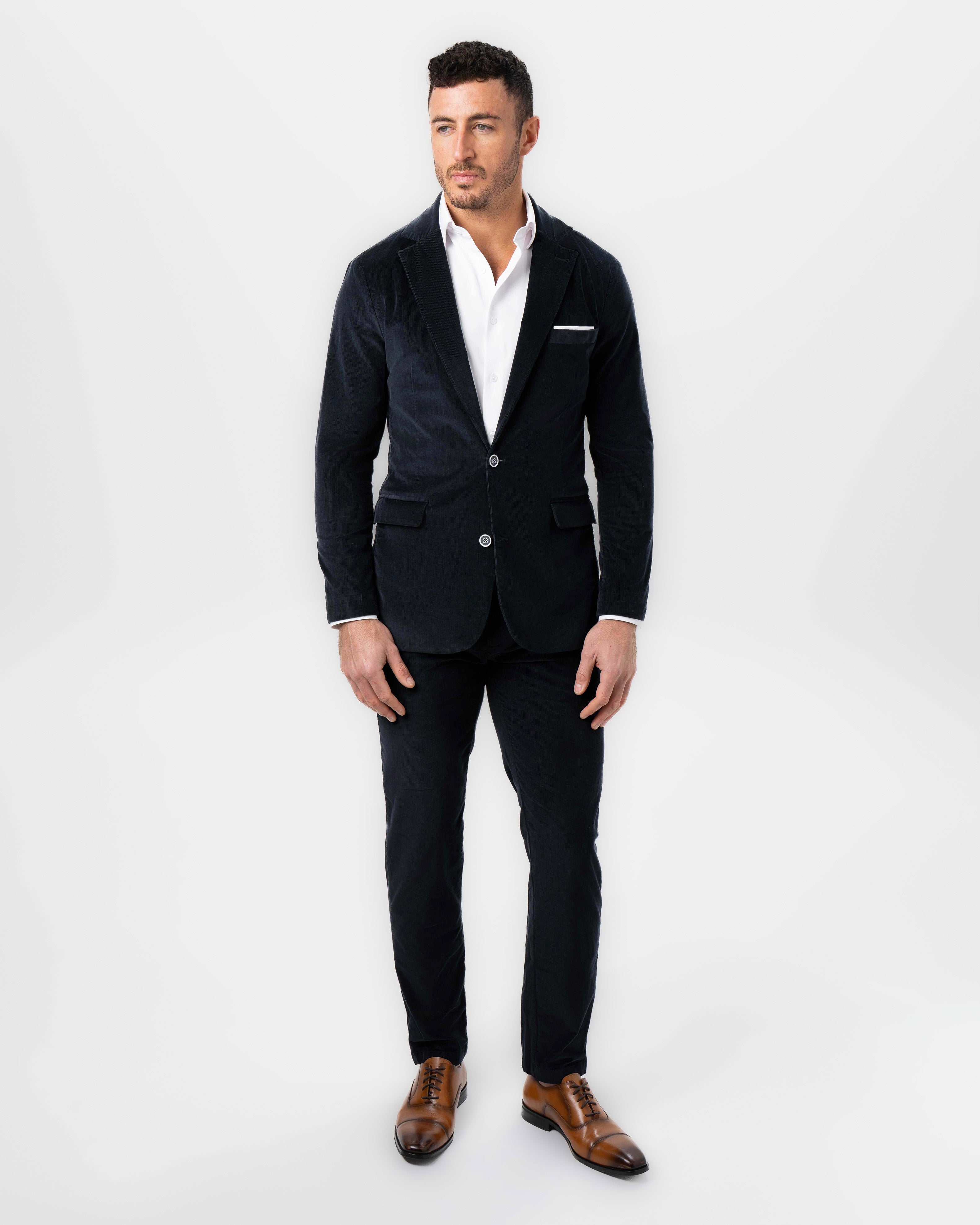 Unstructured Corduroy Suit - Dark Navy