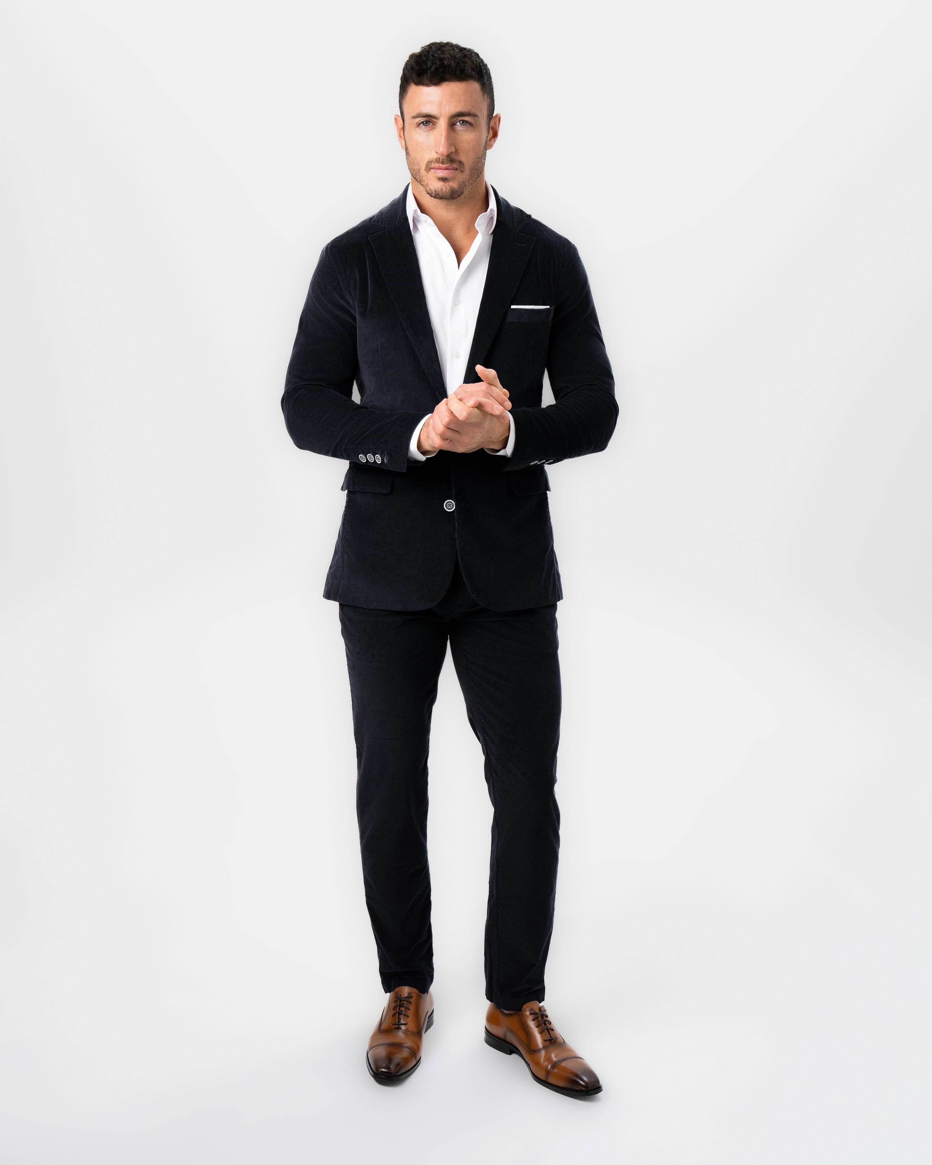 Unstructured Corduroy Suit - Dark Navy