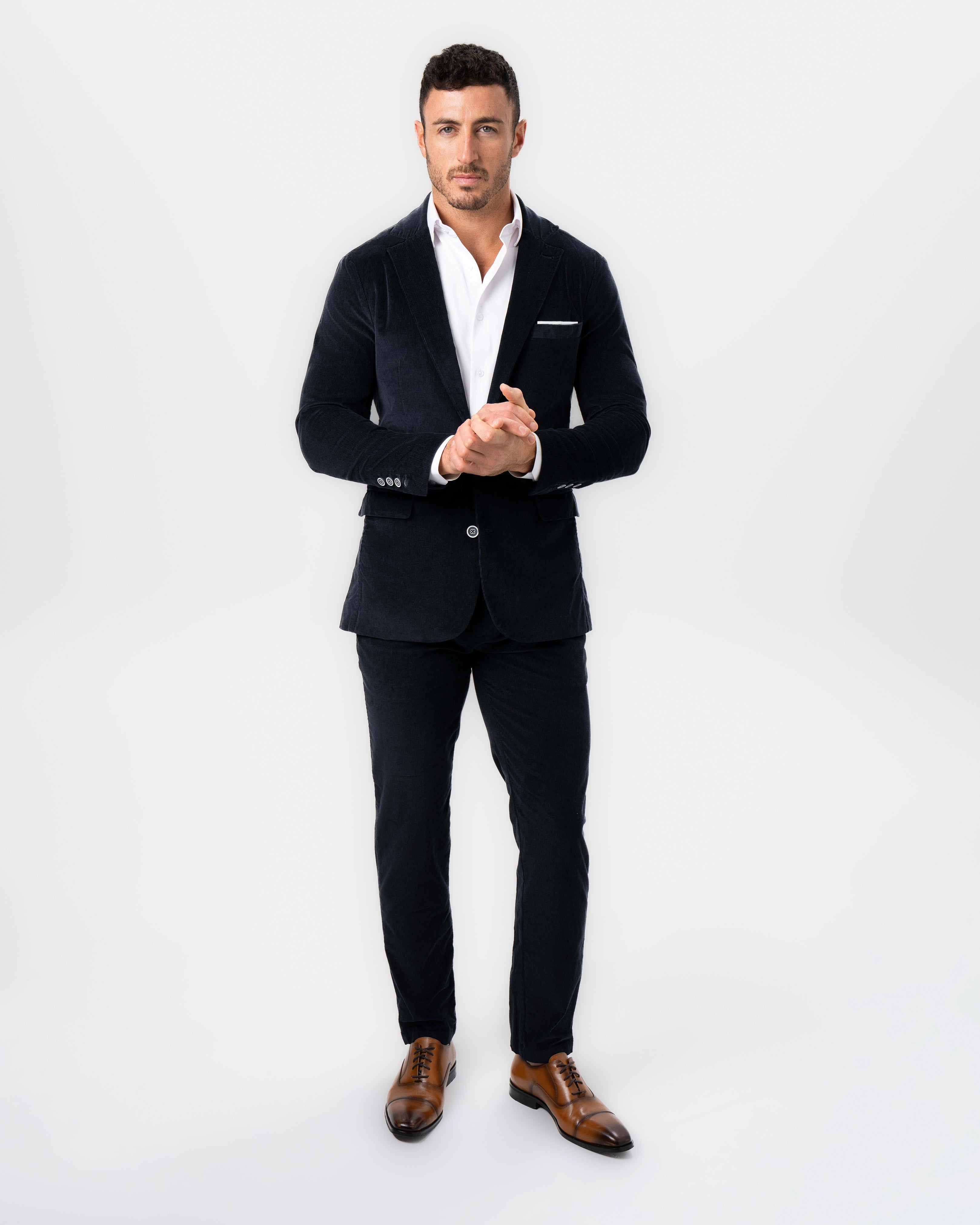 Unstructured Corduroy Suit - Dark Navy