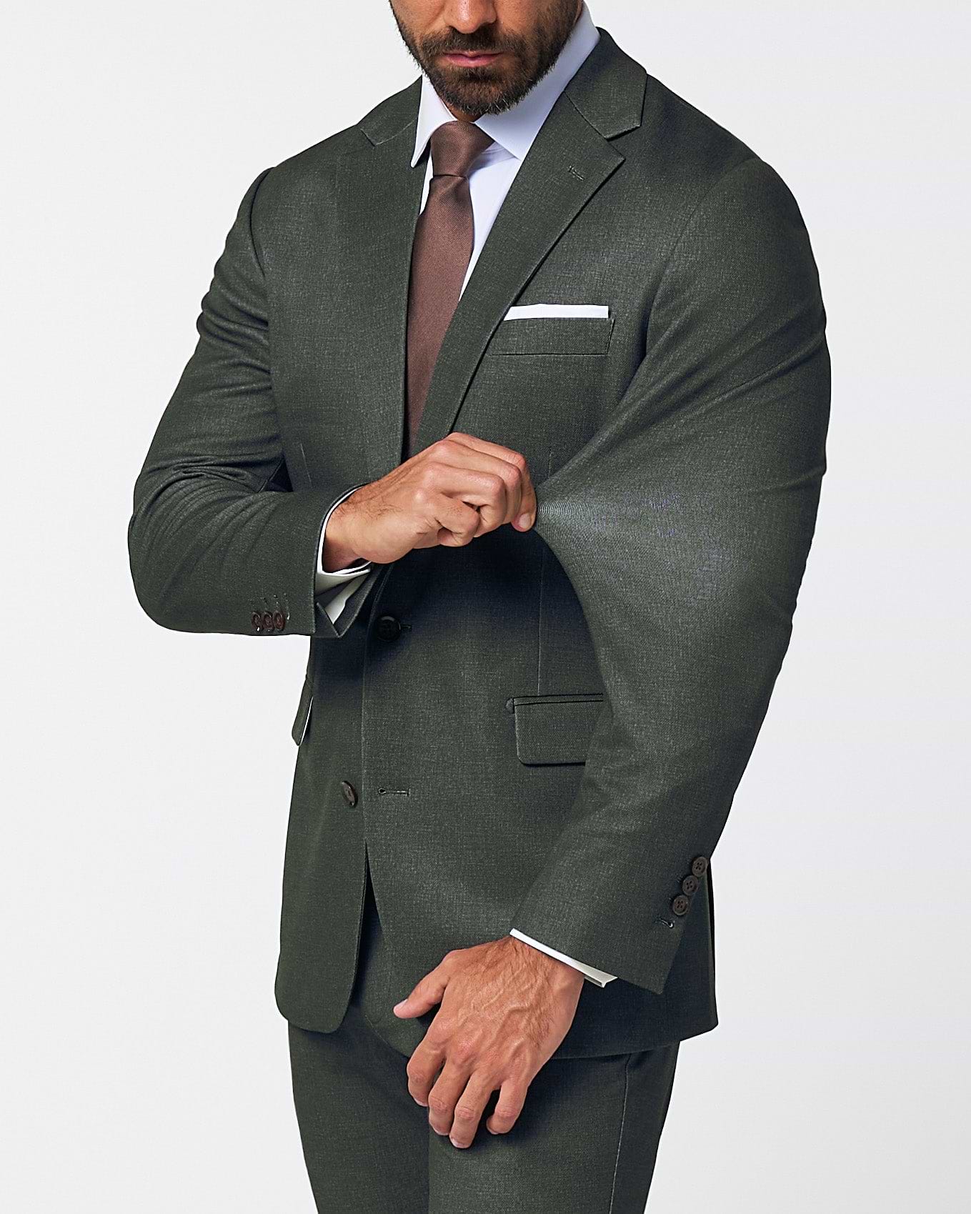 Athletic Fit Stretch Suit - Deep Olive