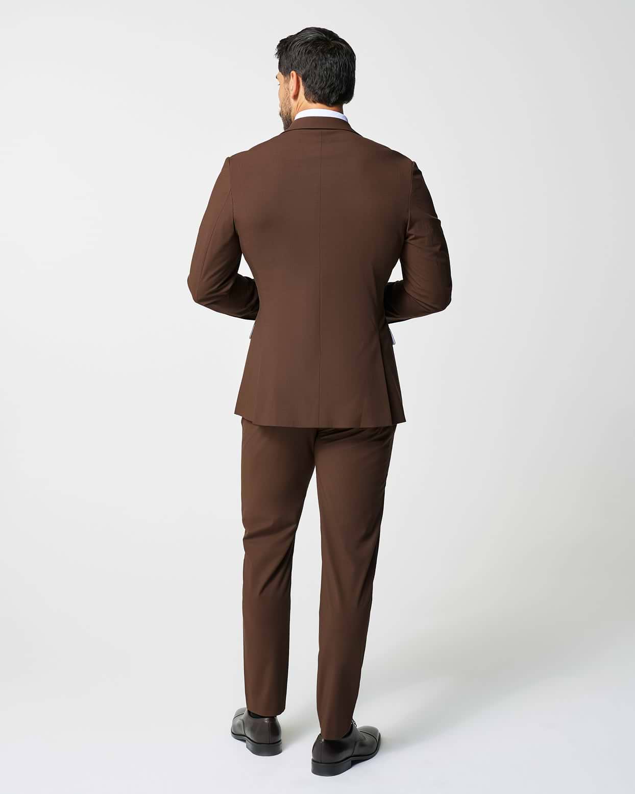 Athletic Fit Stretch Suit - Lightweight Heathered Chocolate