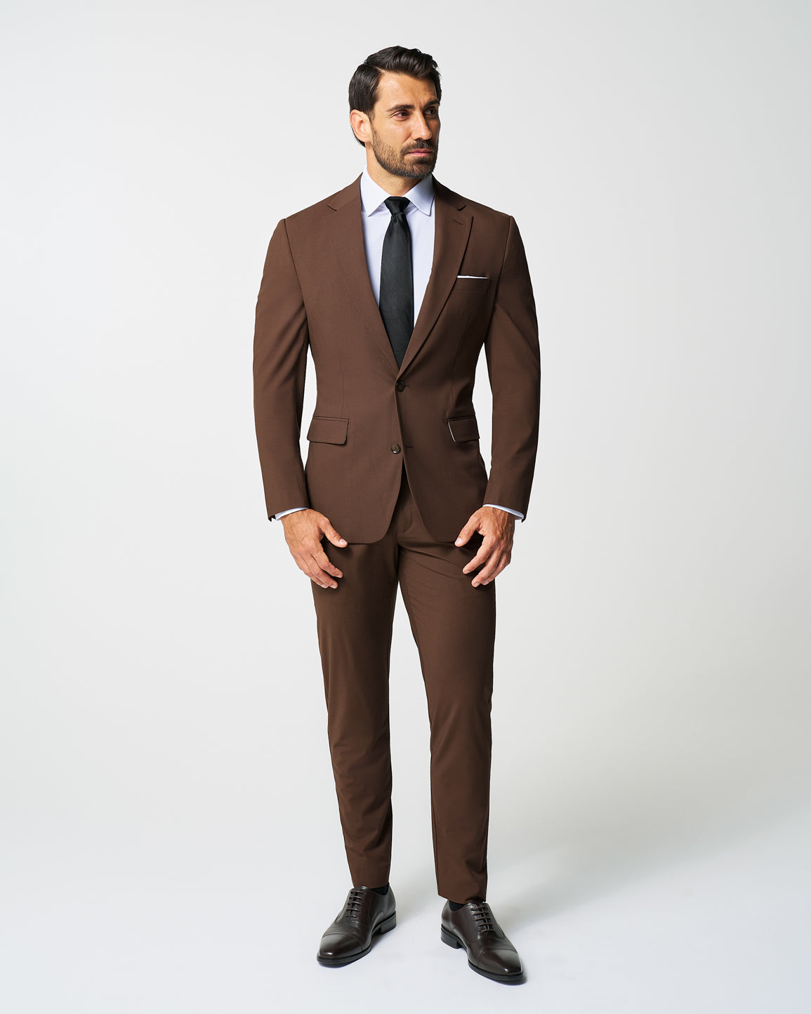 Athletic Fit Stretch Suit - Lightweight Heathered Chocolate