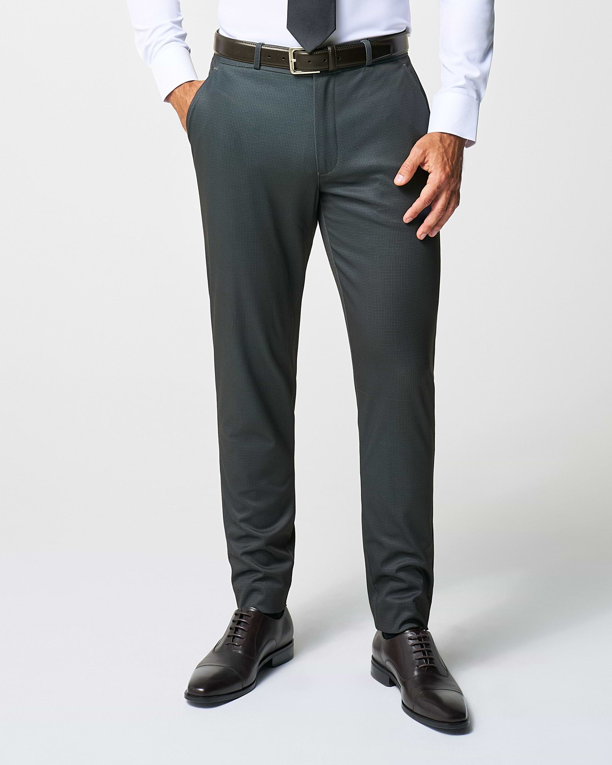 Athletic Fit Stretch Suit Pants - Charcoal Microcheck
