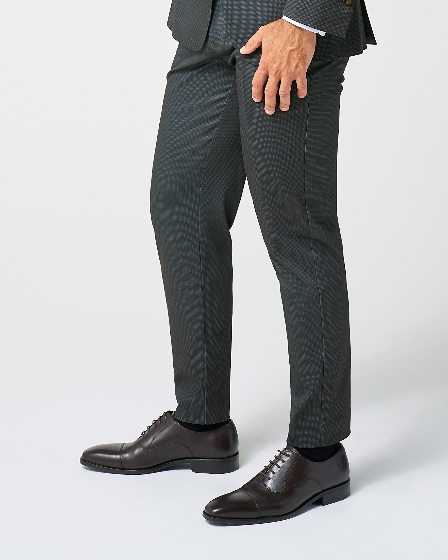 Athletic Fit Stretch Suit Pants - Charcoal Microcheck