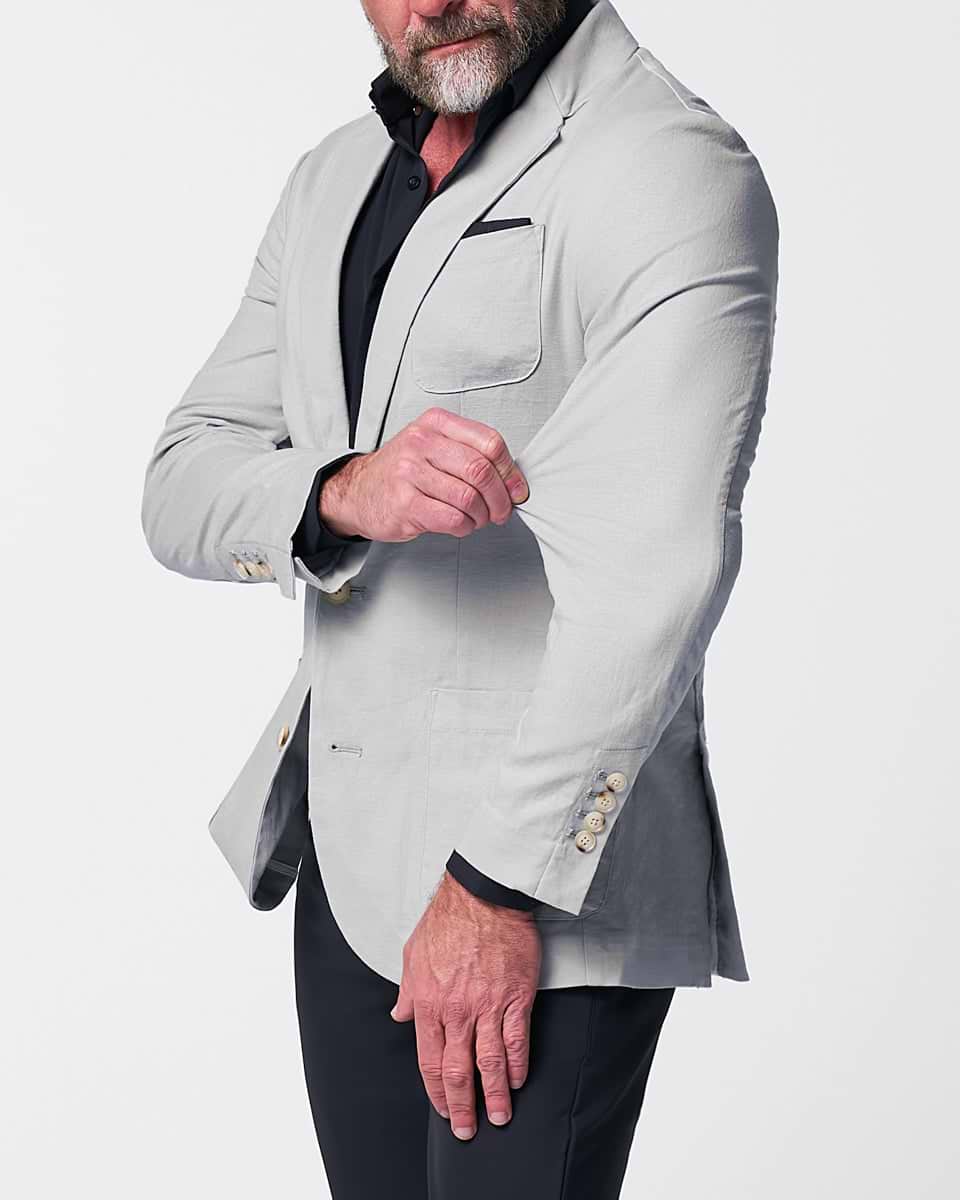 Unstructured Linen Blazer - Light Grey