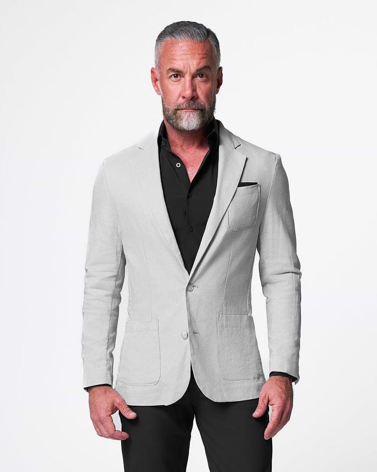 Unstructured Linen Blazer - Light Grey