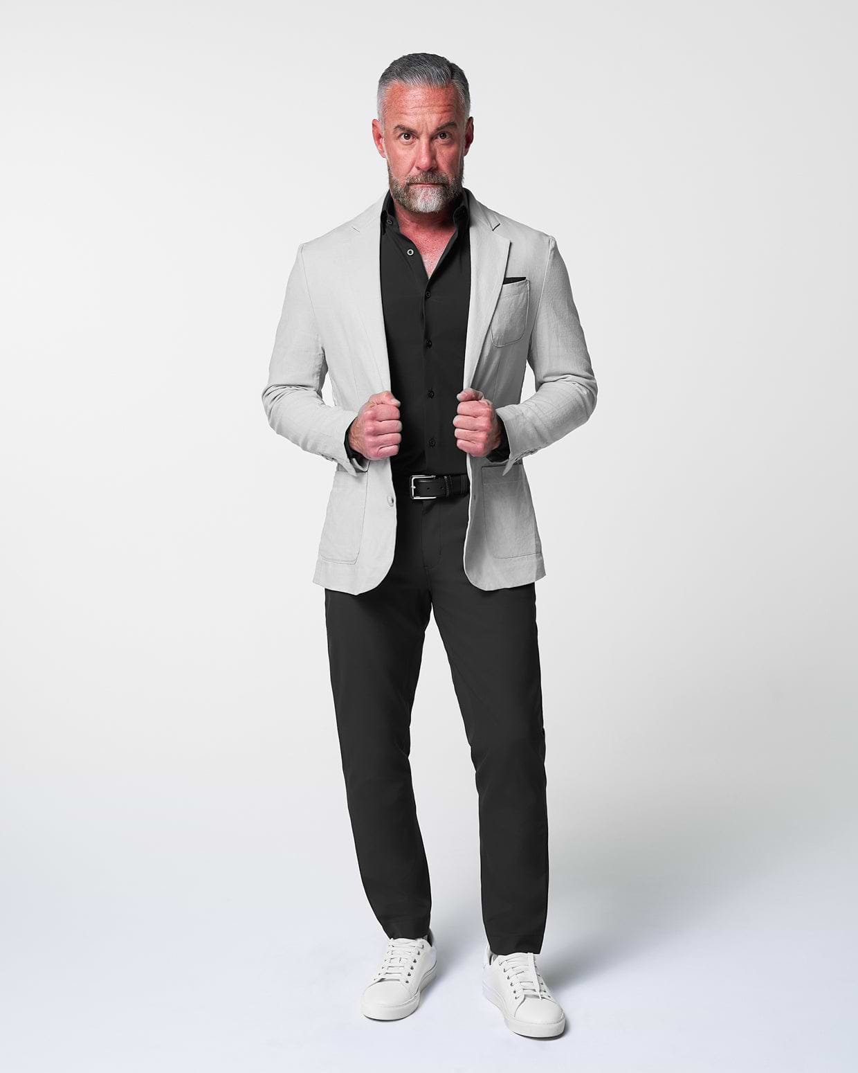 Unstructured Linen Blazer - Light Grey