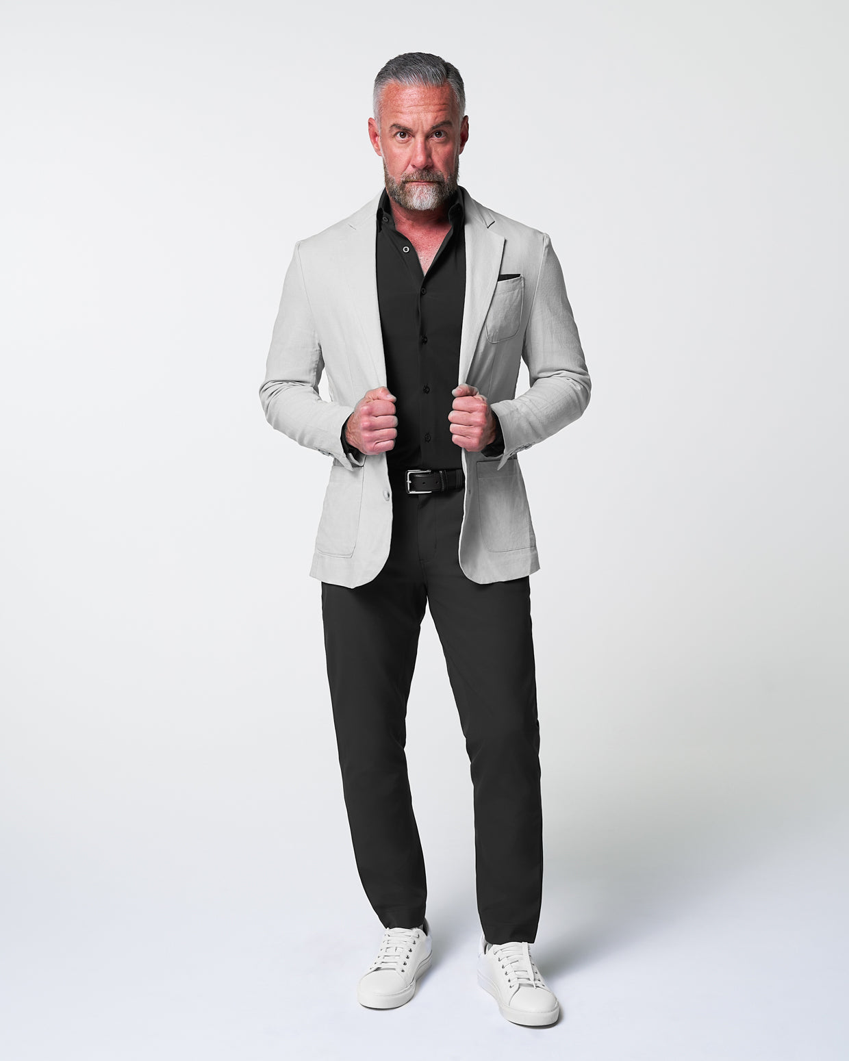 Unstructured Linen Blazer - Light Grey