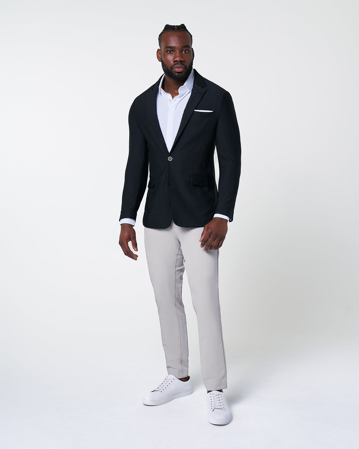 Athletic Fit Stretch Blazer - Black Seersucker