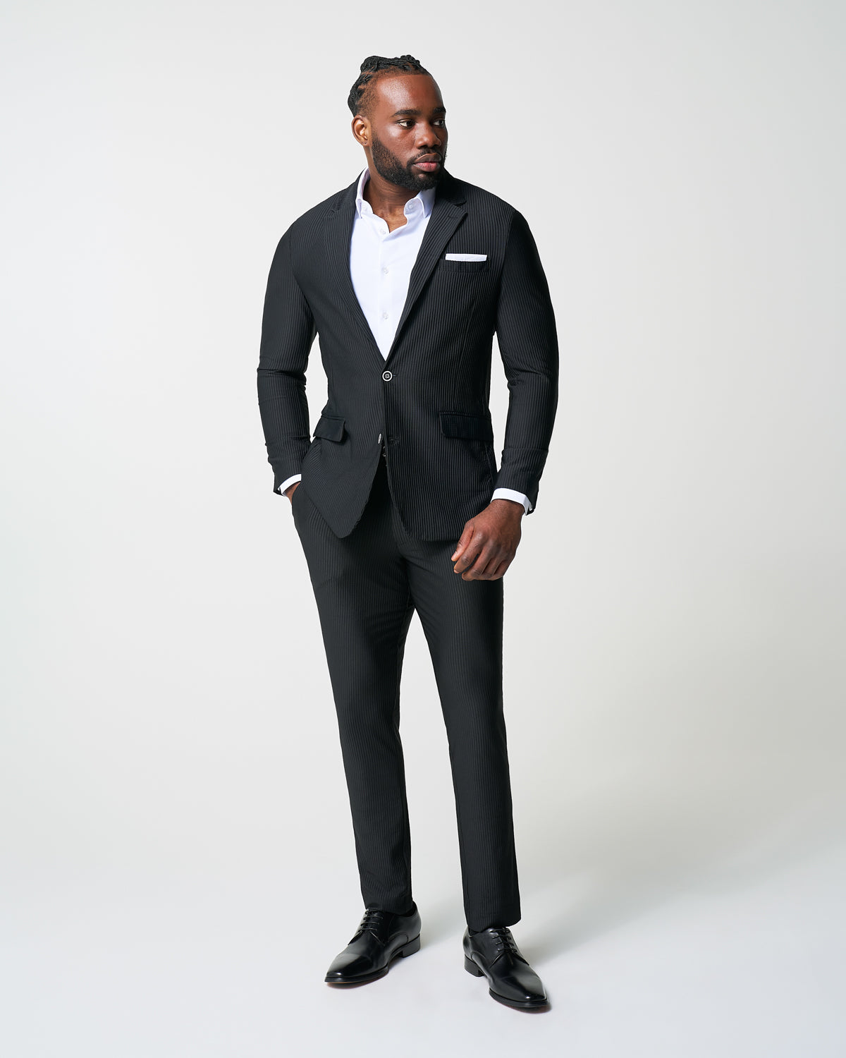 Athletic Fit Stretch Blazer - Black Seersucker