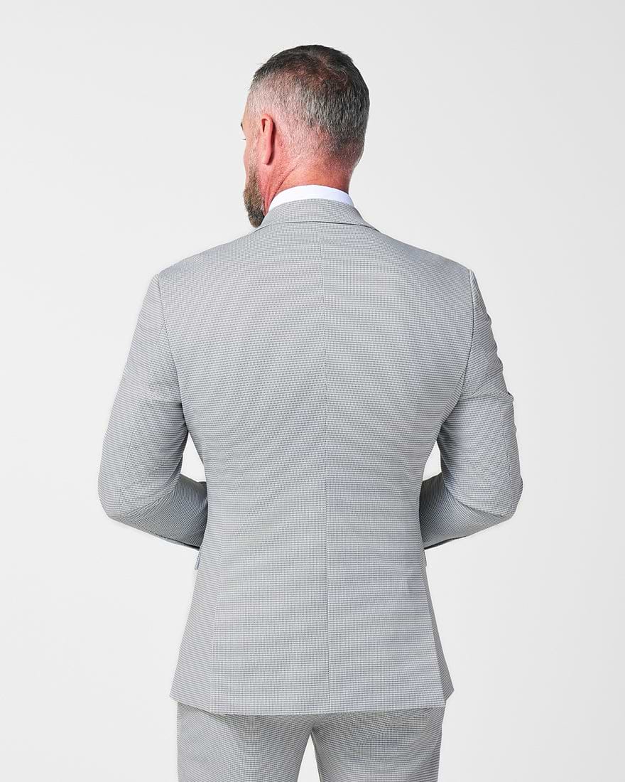 Athletic Fit Stretch Blazer - Slate Grey Houndstooth