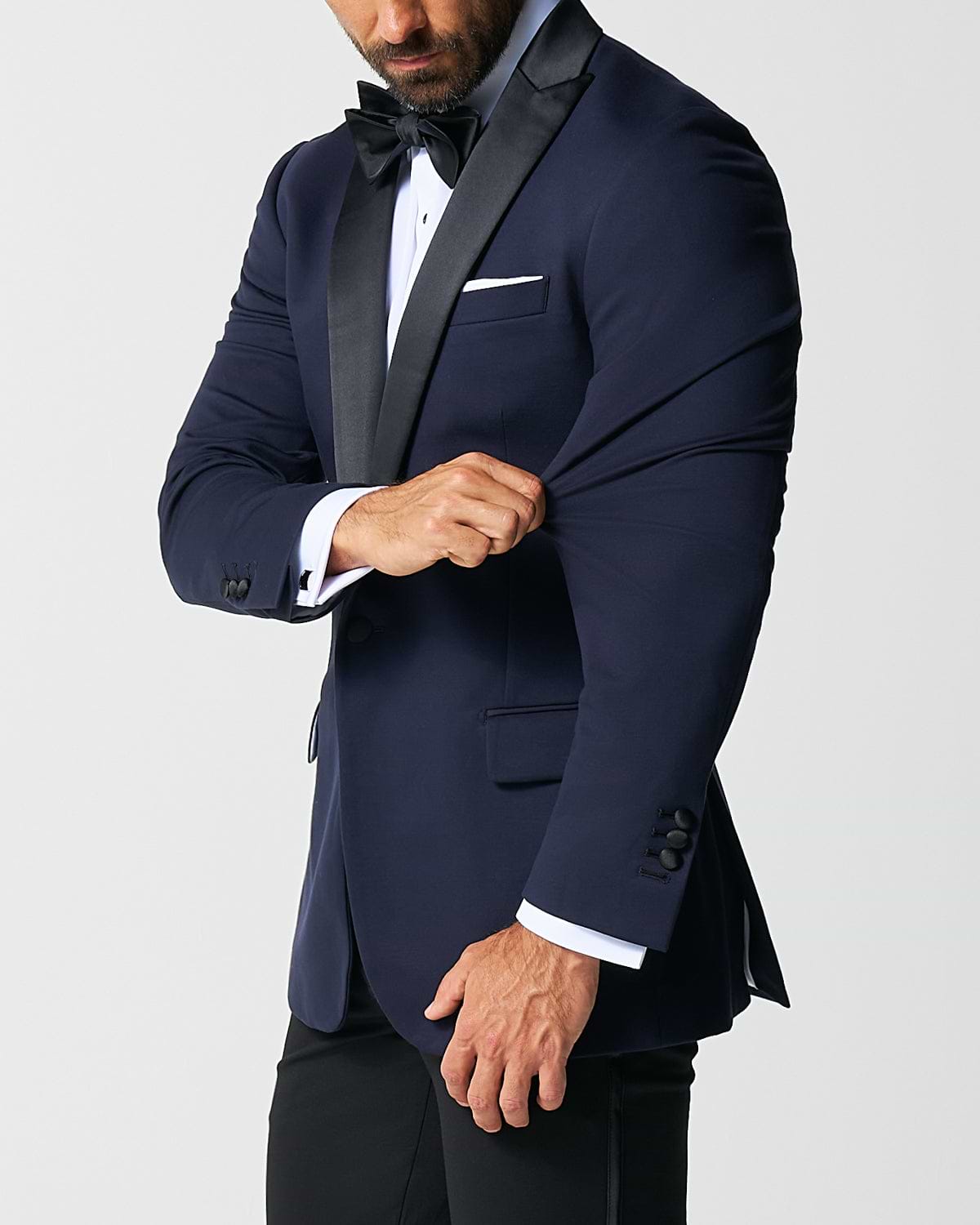 Athletic Fit Stretch Tuxedo Jacket - Navy with Peak Lapel